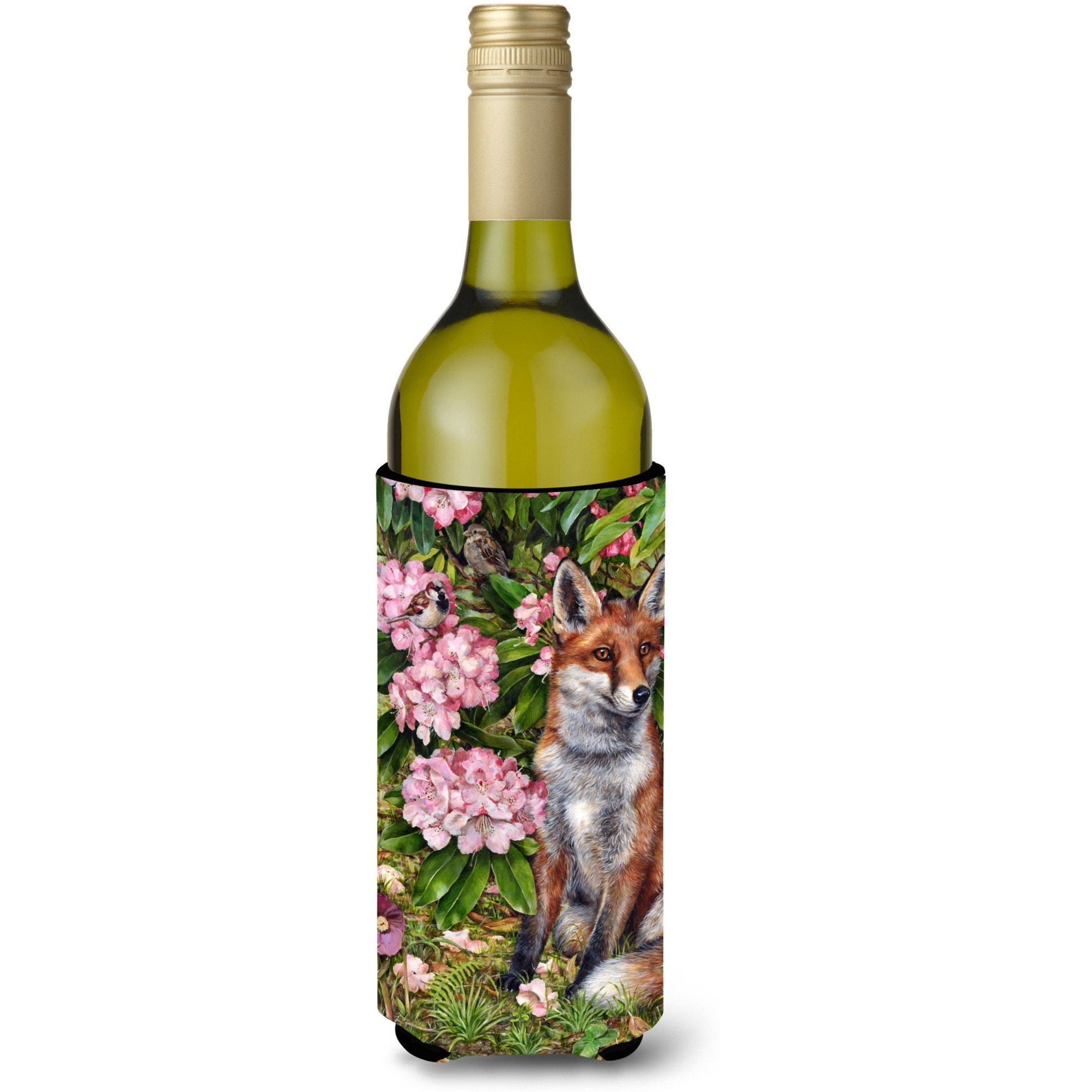 &quotCaroline's Treasures CDCO0442LITERK "&quotFox Waiting in Flowers"" Wine Bottle Beverage Insulator Hugger, 750ml, Multicolor"