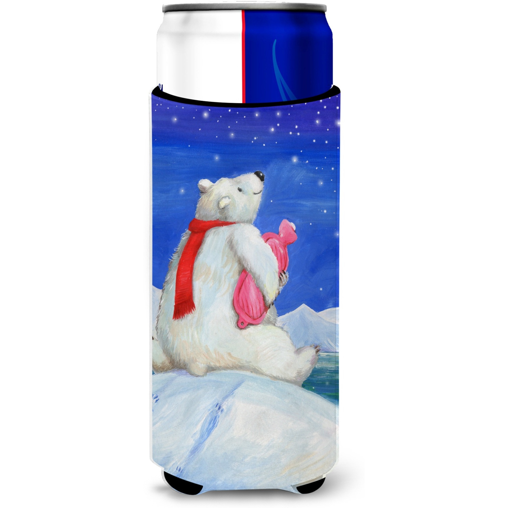 &quotCaroline's Treasures CDCO0488MUK "&quotPolar Bear with Hot Water Bottle"" Ultra Beverage Insulators for Slim Cans, Multicolor"