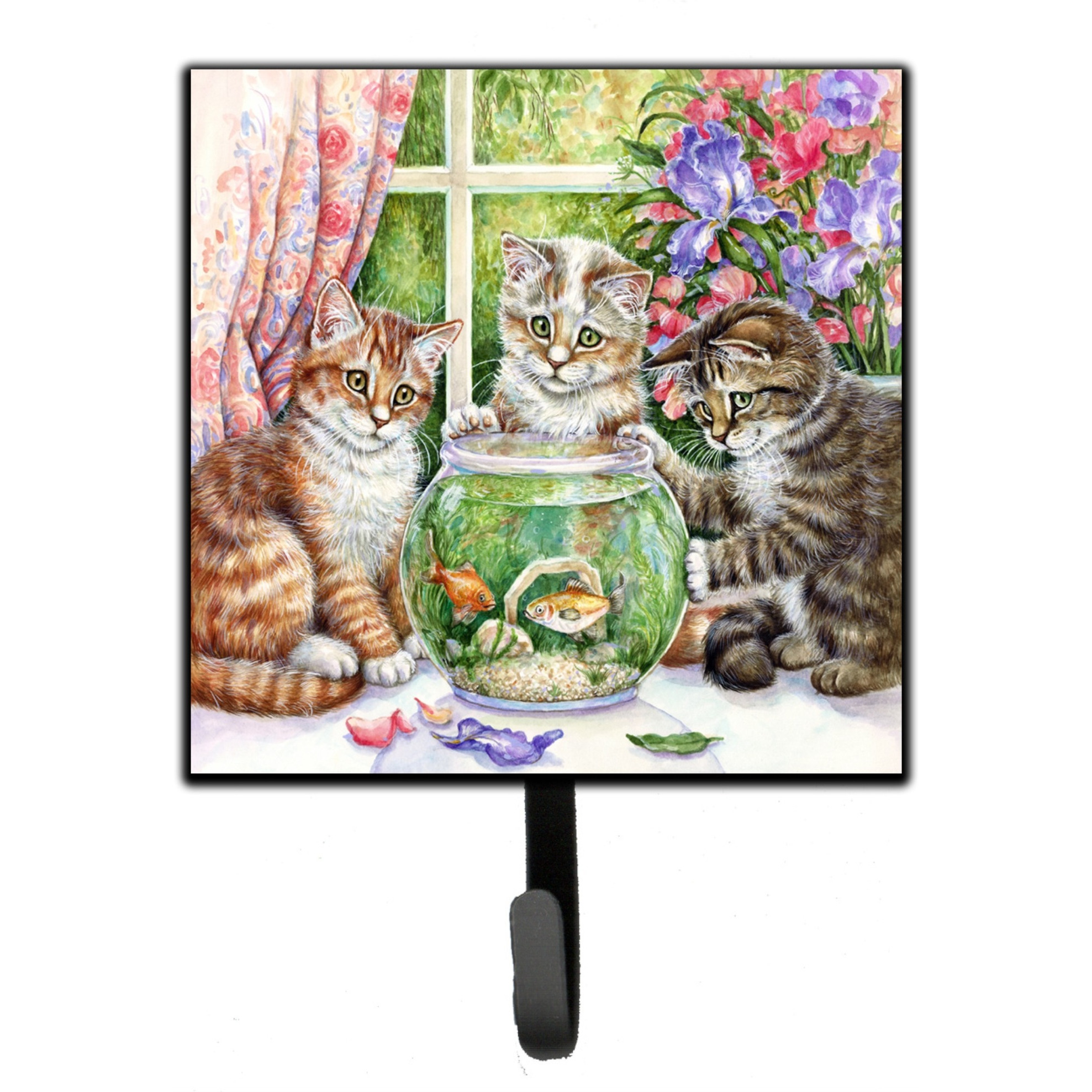 &quotCaroline's Treasures White Tabby by Debbie Cook Leash or Key Holder CDCO325ASH4, Small, Multicolor"