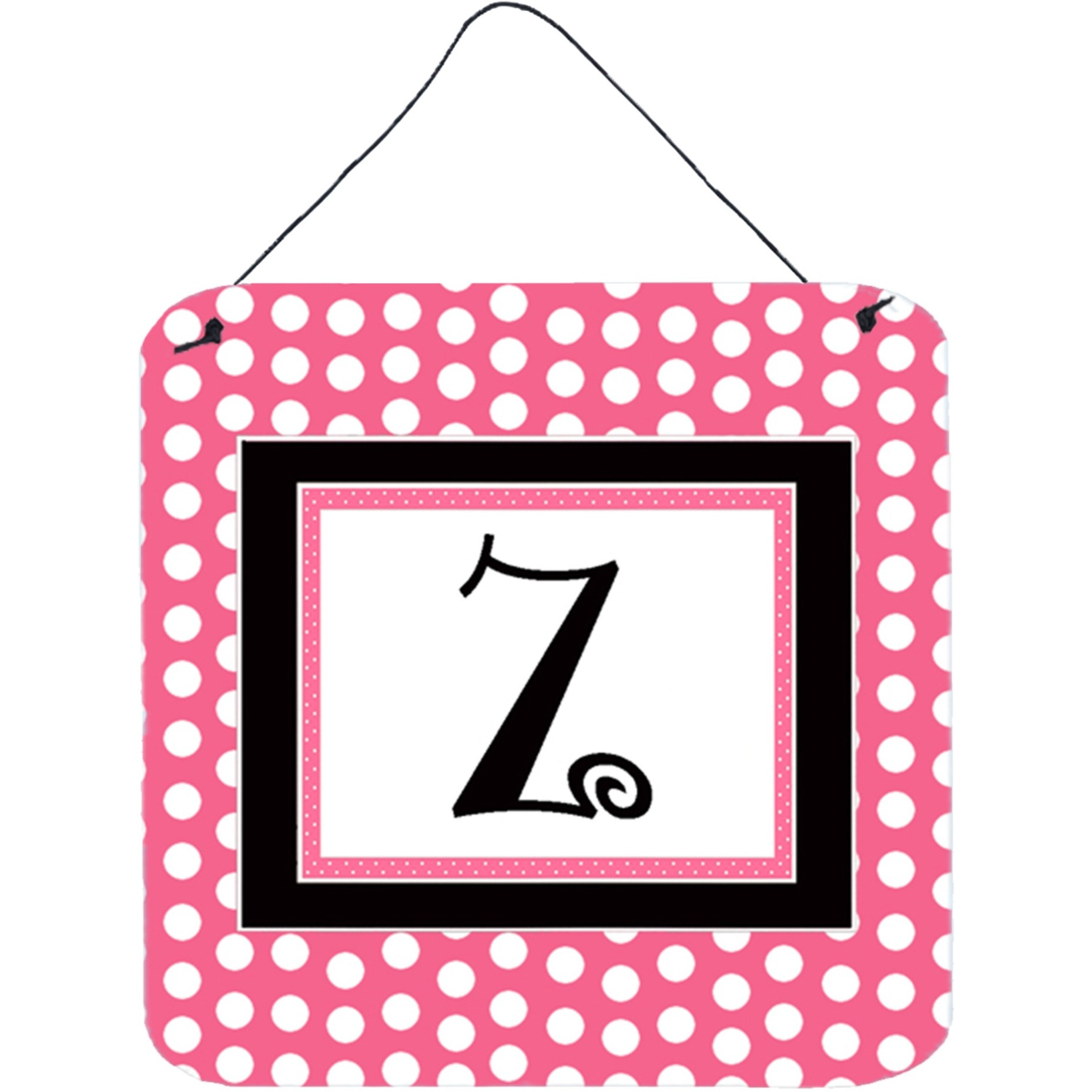&quotCaroline's Treasures Letter Z Initial with Pink/Black Polka Dots Wall or Door Hanging Prints, 6 x 6"", Multicolor"