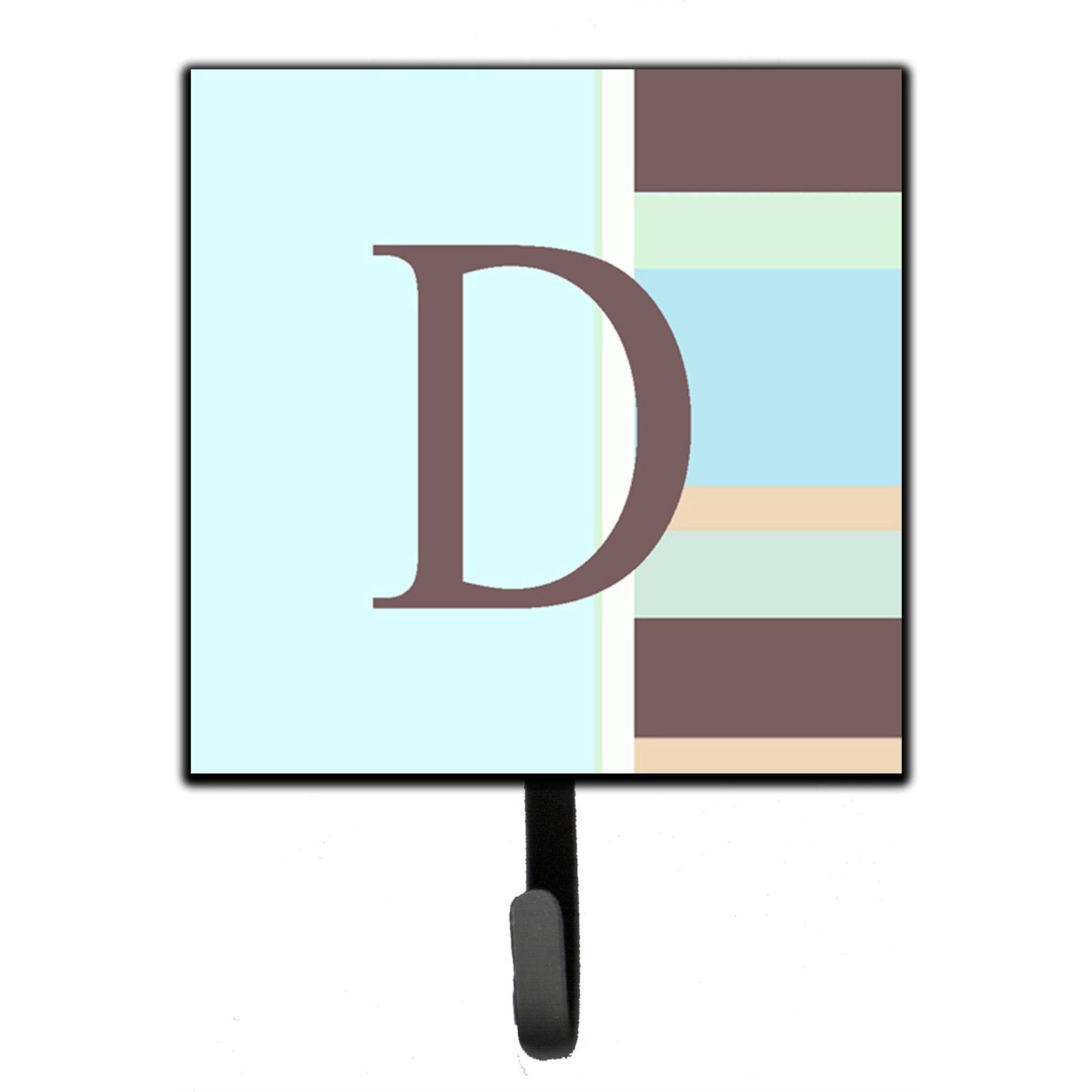 &quotCaroline's Treasures CJ1003-DSH4 Letter D Initial Monogram-Blue Stripes Leash Holder or Key Hook, Small, Multicolor"