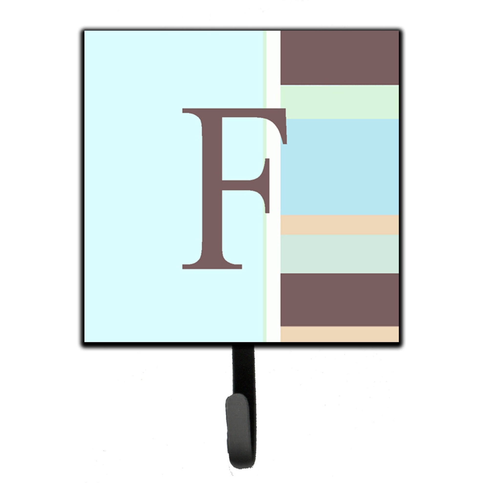 &quotCaroline's Treasures CJ1003-FSH4 Letter F Initial Monogram-Blue Stripes Leash Holder or Key Hook, Small, Multicolor"