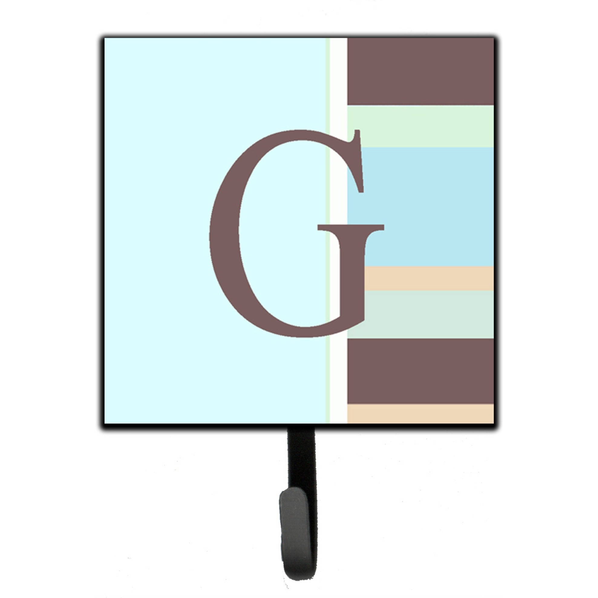 &quotCaroline's Treasures CJ1003-GSH4 Letter G Initial Monogram-Blue Stripes Leash Holder or Key Hook, Small, Multicolor"