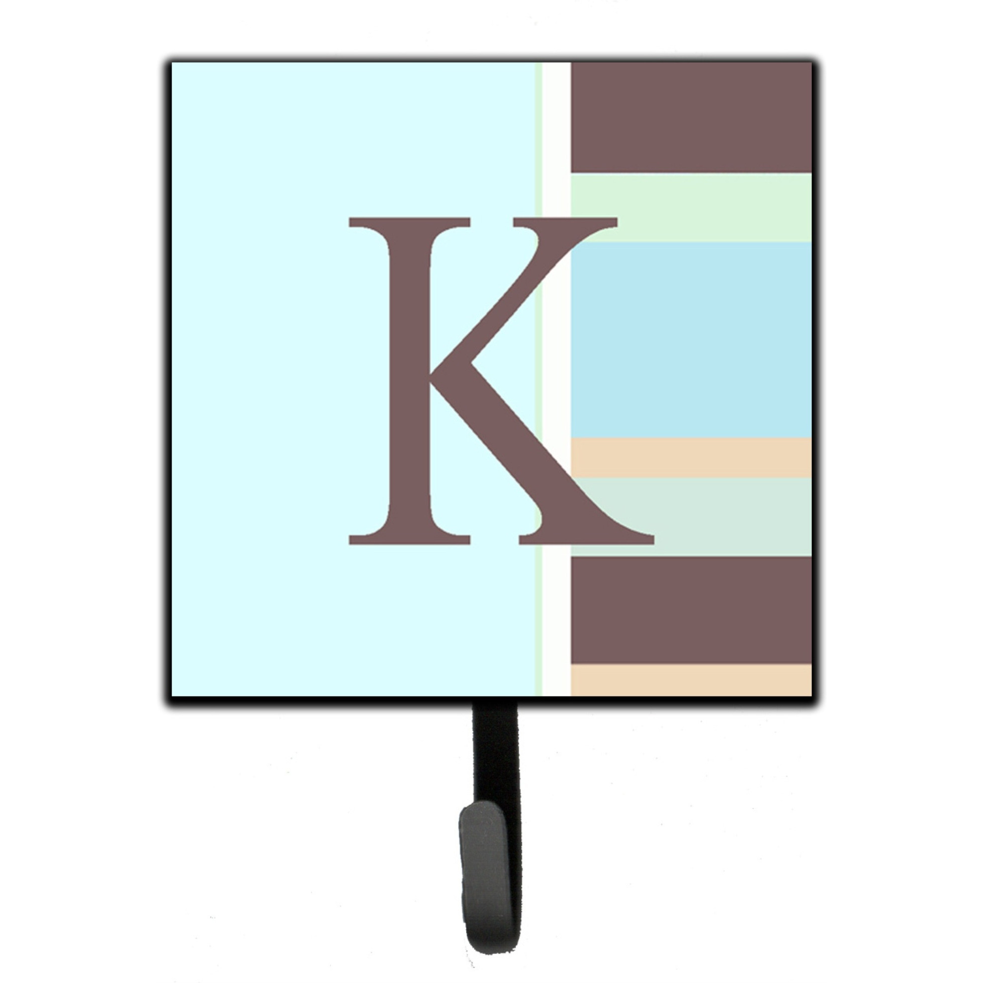 &quotCaroline's Treasures CJ1003-KSH4 Letter K Initial Monogram-Blue Stripes Leash Holder or Key Hook, Small, Multicolor"