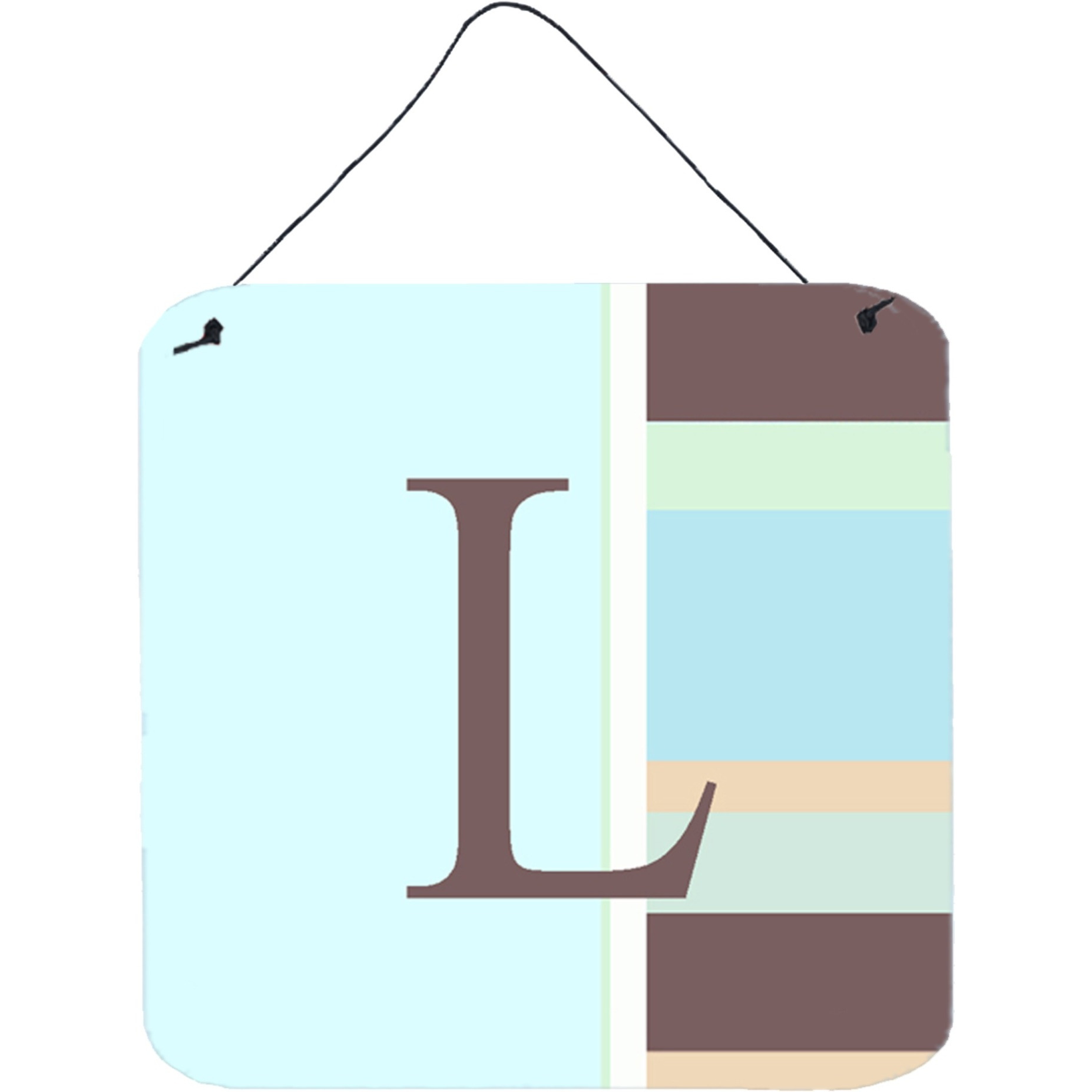 &quotCaroline's Treasures Letter L Initial with Monogram-Blue Stripes Wall or Door Hanging Prints, 6 x 6"", Multicolor"