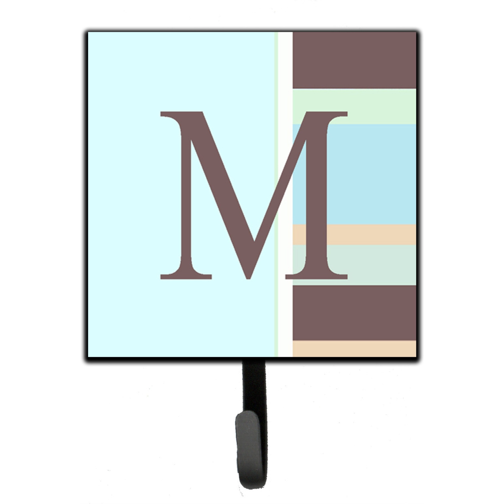 &quotCaroline's Treasures CJ1003-MSH4 Letter M Initial Monogram-Blue Stripes Leash Holder or Key Hook, Small, Multicolor"