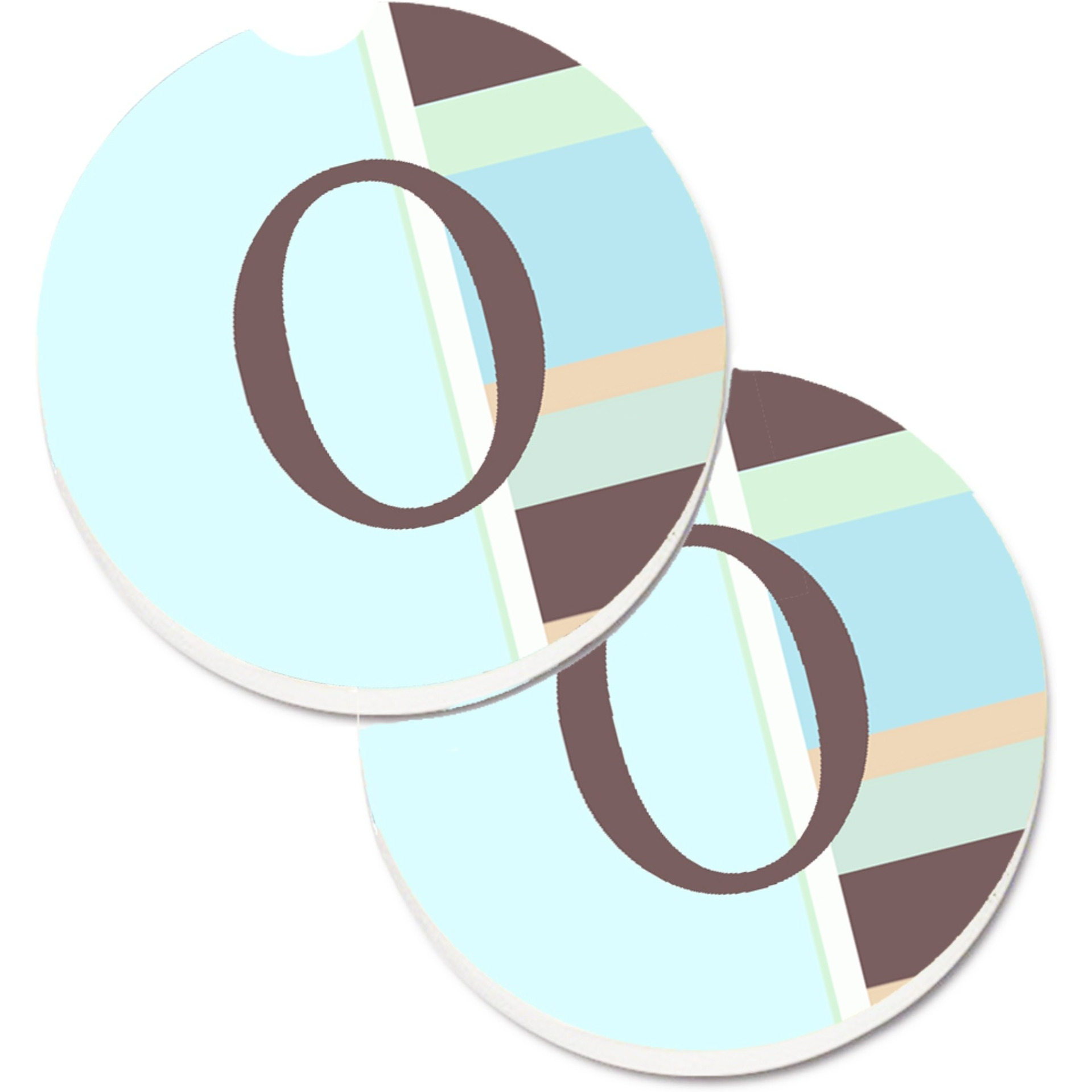&quotCaroline's Treasures Letter O Initial Monogram - Blue Stripes Set of 2 Cup Holder Car Coasters CJ1003-OCARC, 2.56, Multicolor"