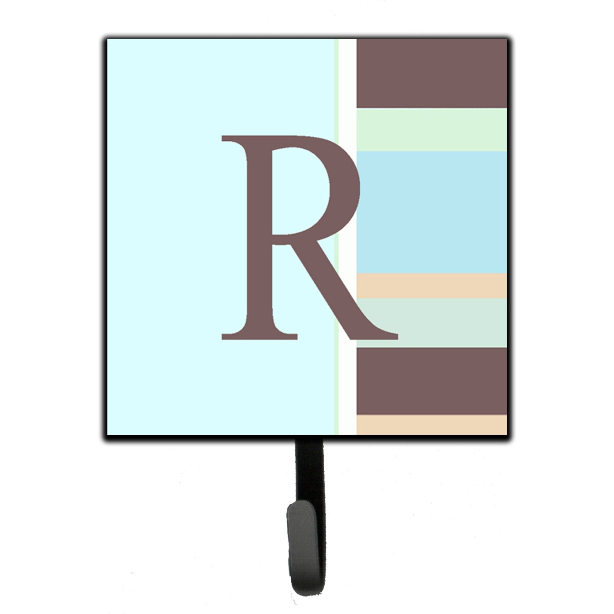 &quotCaroline's Treasures CJ1003-RSH4 Letter R Initial Monogram-Blue Stripes Leash Holder or Key Hook, Small, Multicolor"