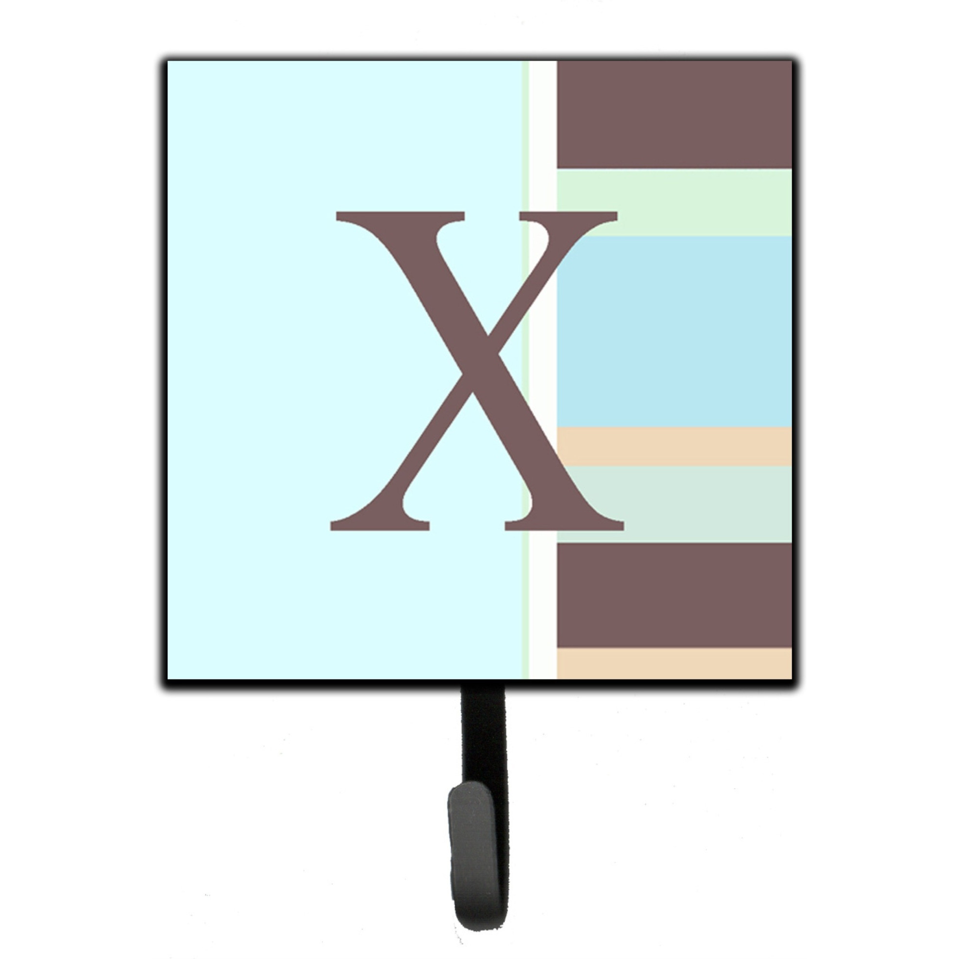 &quotCaroline's Treasures CJ1003-XSH4 Letter X Initial Monogram-Blue Stripes Leash Holder or Key Hook, Small, Multicolor"