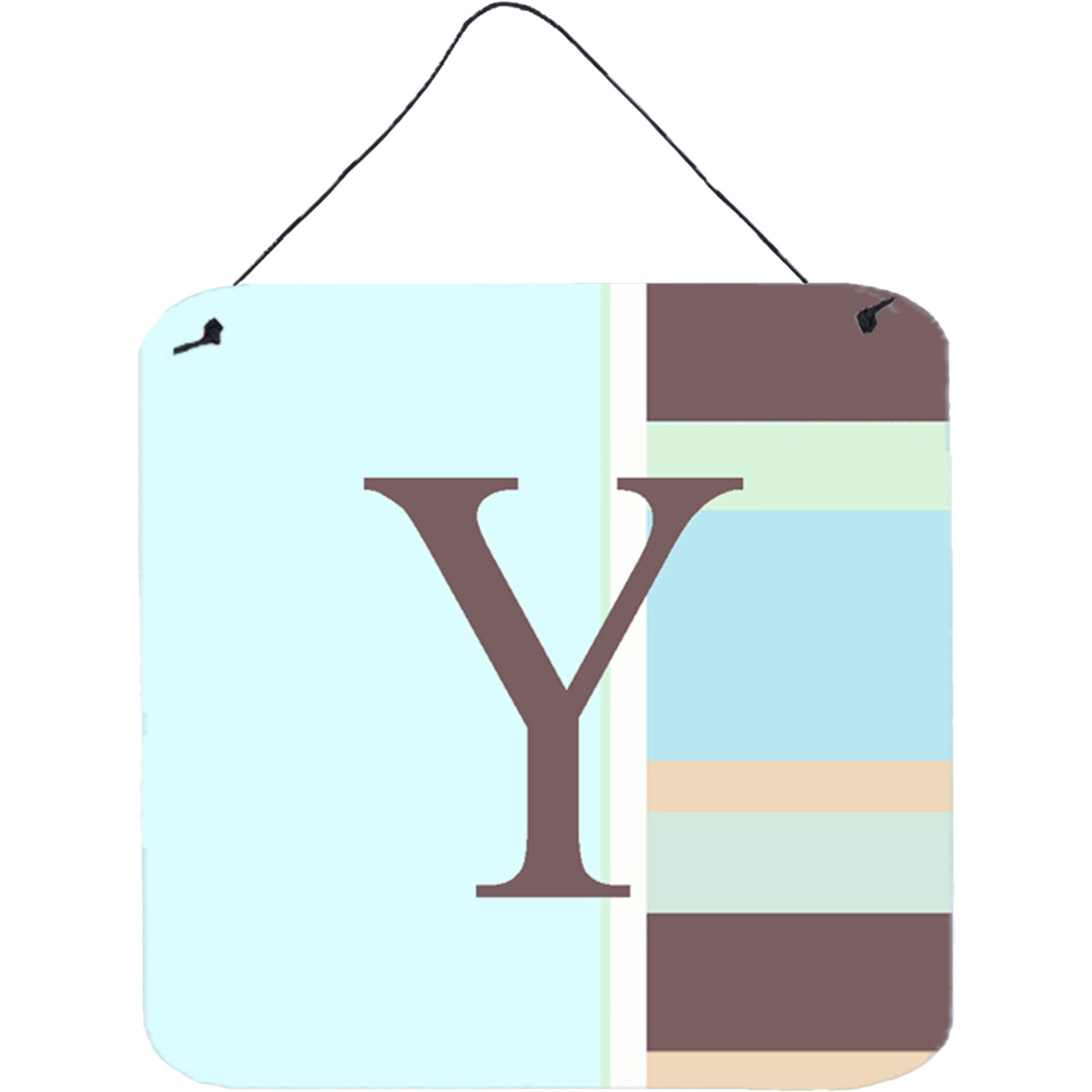 &quotCaroline's Treasures Letter Y Initial with Monogram-Blue Stripes Wall or Door Hanging Prints, 6 x 6"", Multicolor"