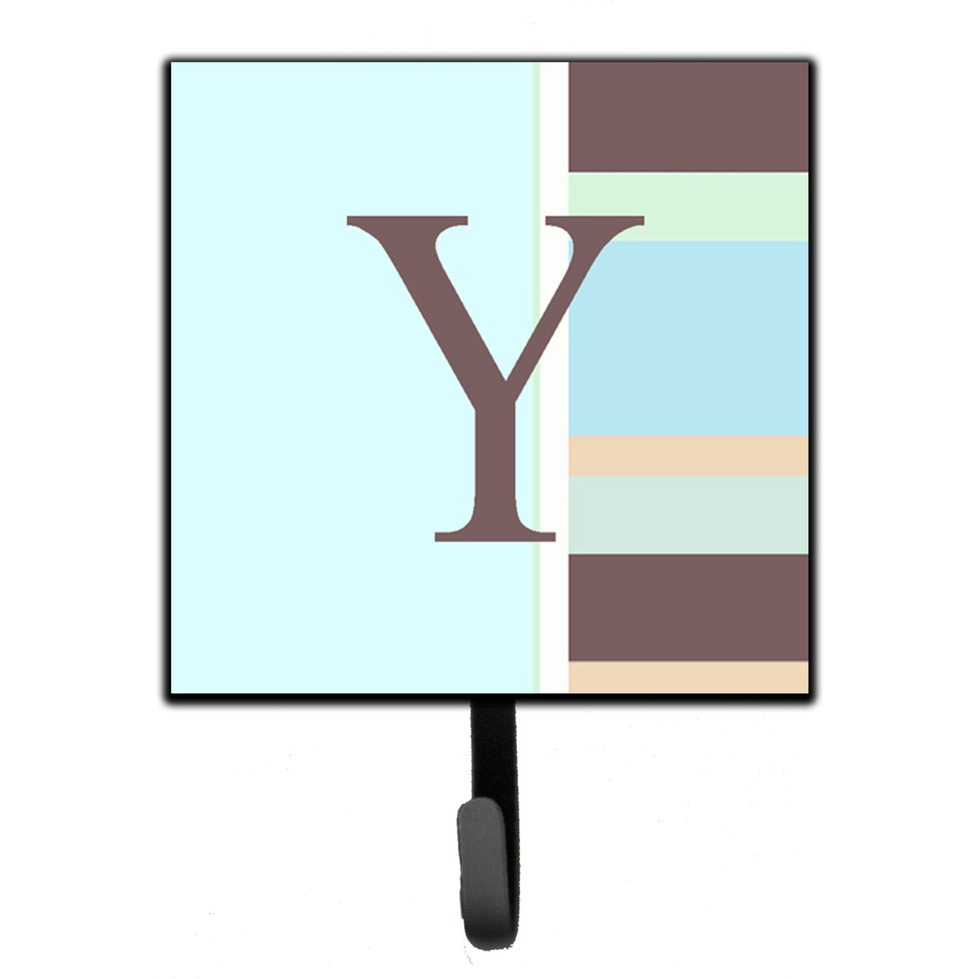 &quotCaroline's Treasures CJ1003-YSH4 Letter Y Initial Monogram-Blue Stripes Leash Holder or Key Hook, Small, Multicolor"