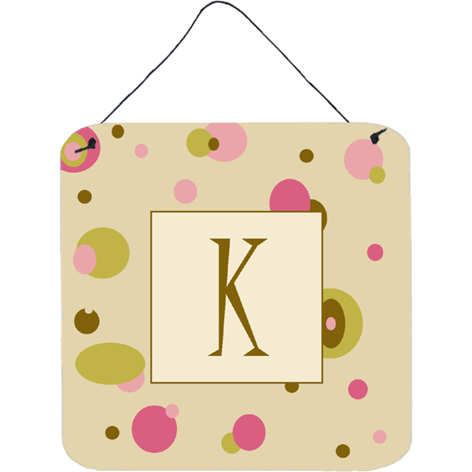 &quotCaroline's Treasures Letter K Initial Monogram-Tan Dots Door Hanging Prints wall-decor, 6 x 6, Multicolor"