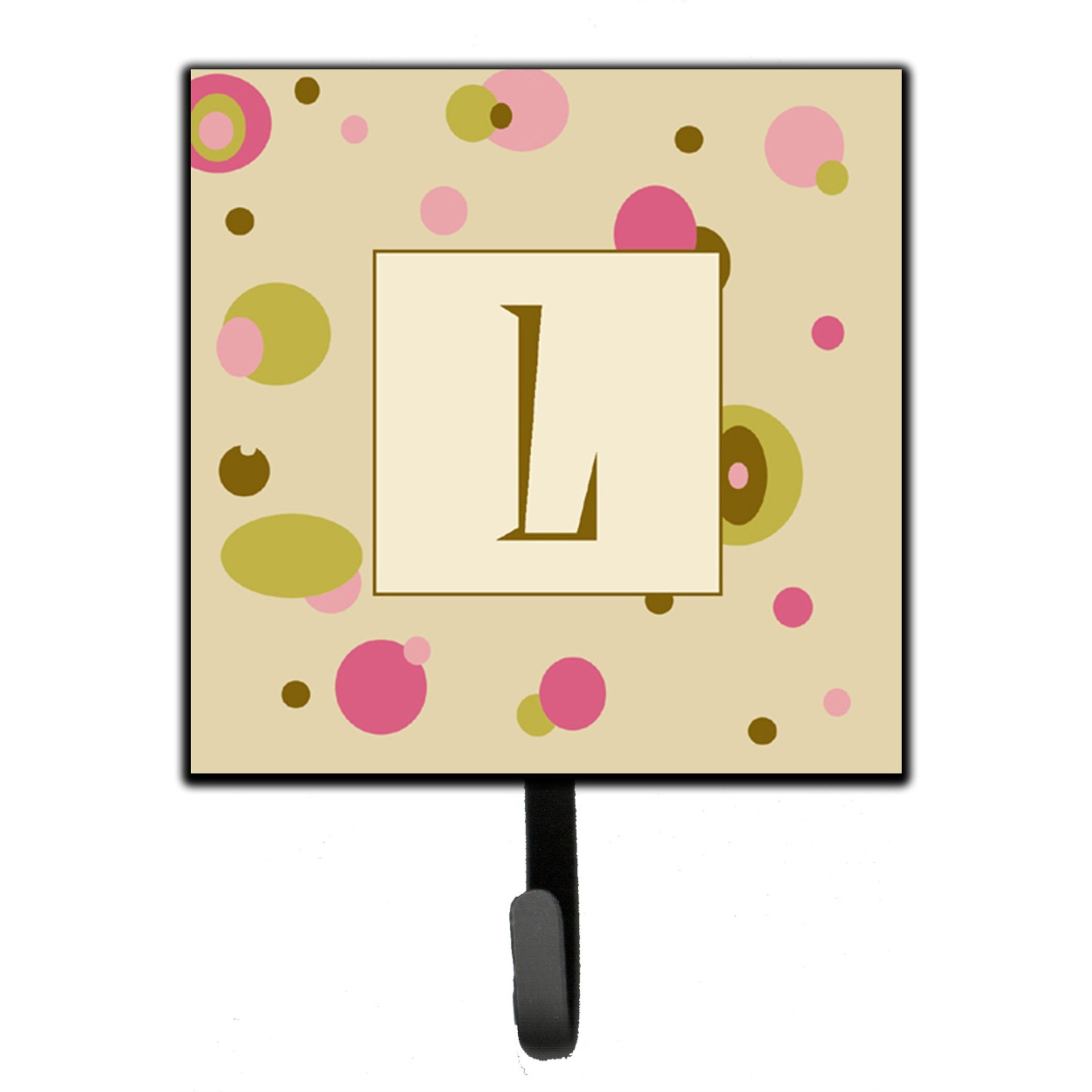 &quotCaroline's Treasures CJ1004-LSH4 Letter L Initial Monogram-Tan Dots Leash Holder or Key Hook, Small, Multicolor"