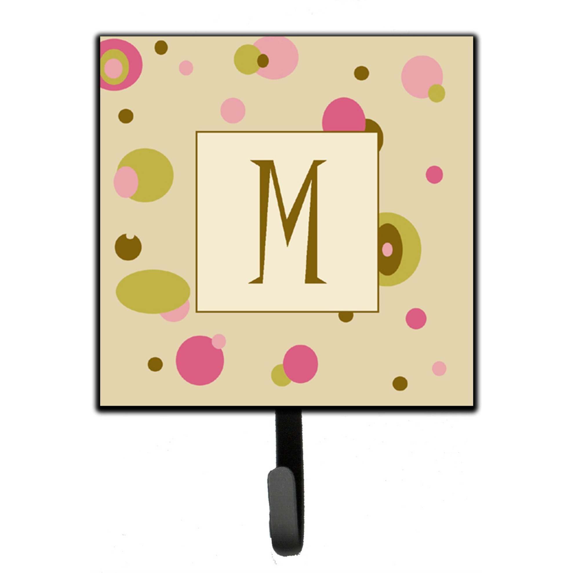 &quotCaroline's Treasures CJ1004-MSH4 Letter M Initial Monogram-Tan Dots Leash Holder or Key Hook, Small, Multicolor"