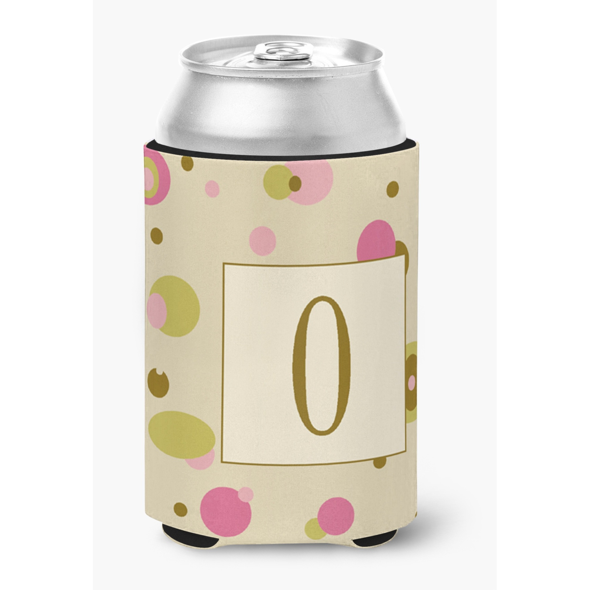 Letter O Initial Monogram - Tan Dots Can or Bottle Beverage Insulator Hugger