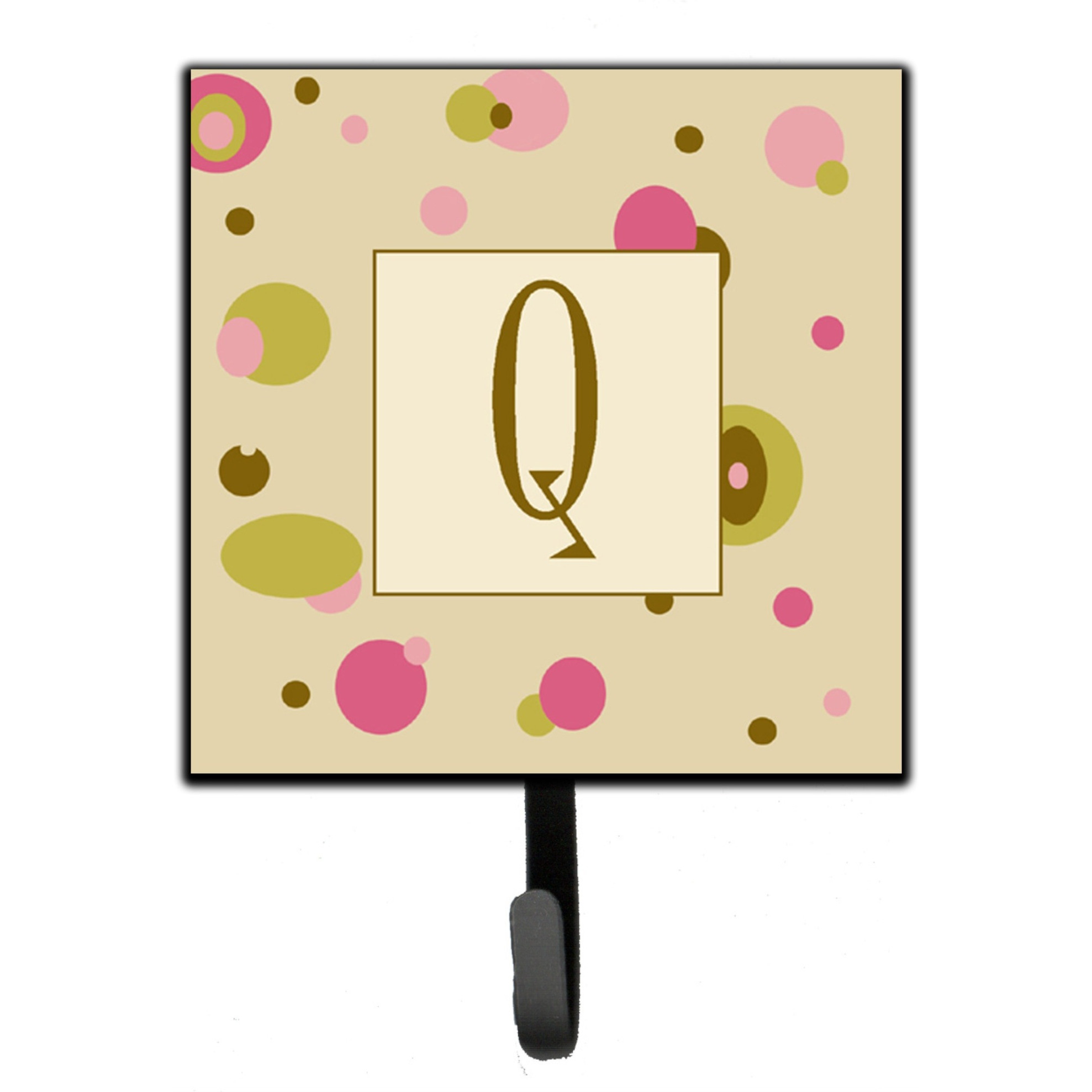 &quotCaroline's Treasures CJ1004-QSH4 Letter Q Initial Monogram-Tan Dots Leash Holder or Key Hook, Small, Multicolor"