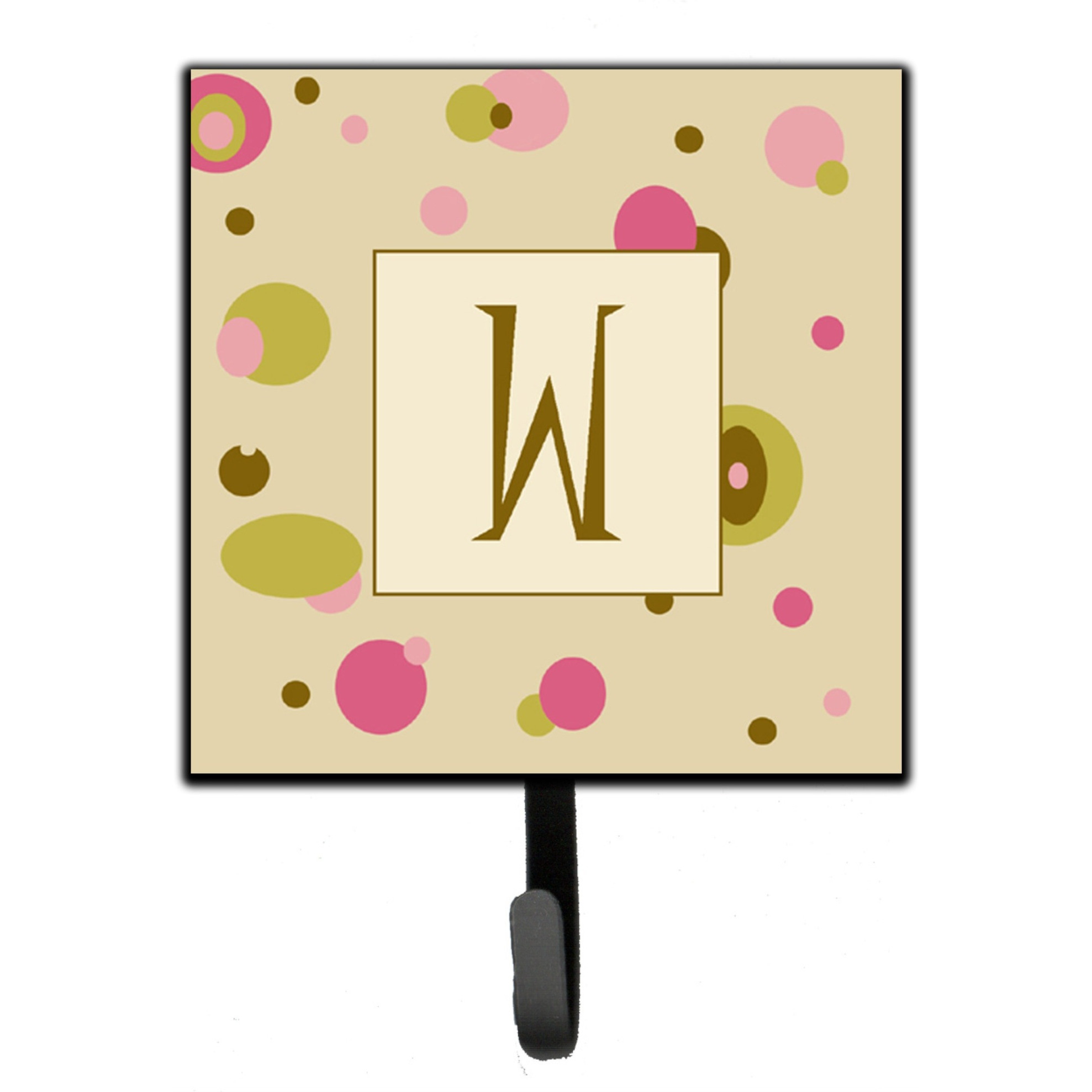 &quotCaroline's Treasures CJ1004-WSH4 Letter W Initial Monogram-Tan Dots Leash Holder or Key Hook, Small, Multicolor"