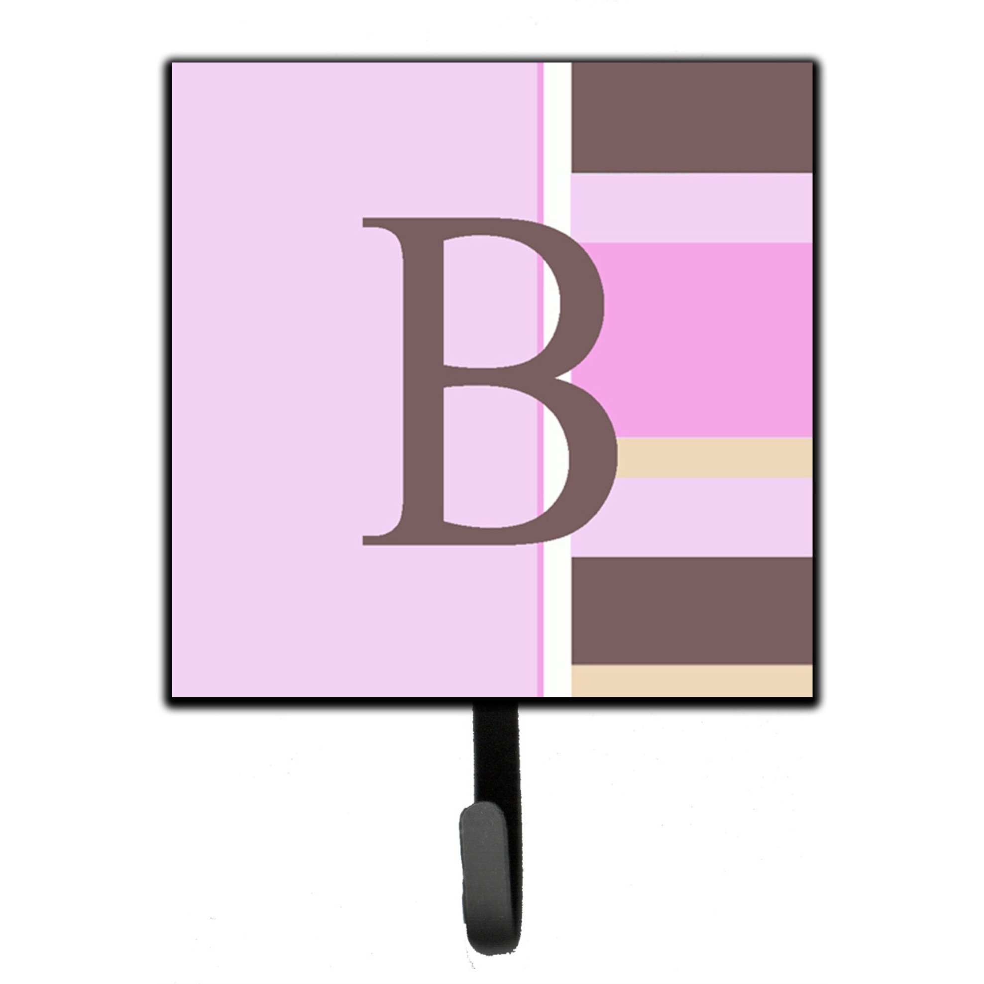 &quotCaroline's Treasures CJ1005-BSH4 Letter B Initial Monogram-Pink Stripes Leash Holder or Key Hook, Small, Multicolor"