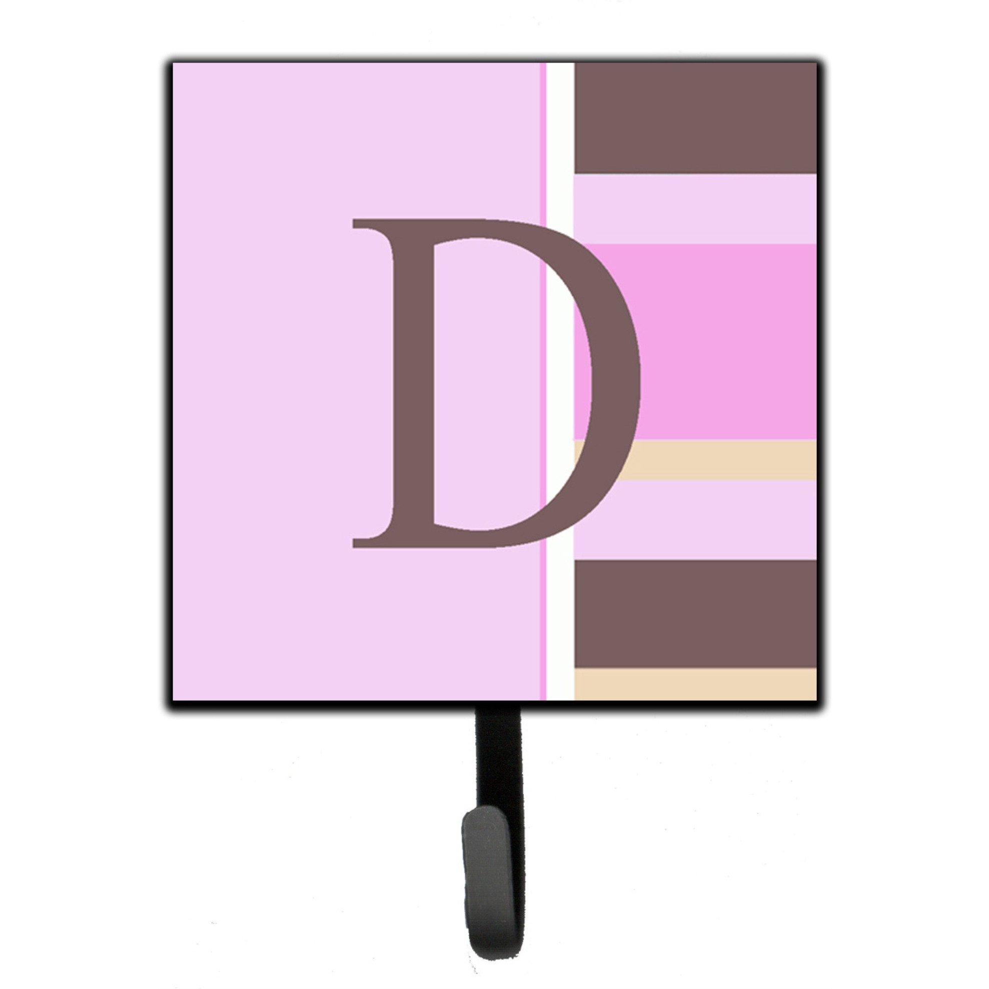 &quotCaroline's Treasures CJ1005-DSH4 Letter D Initial Monogram-Pink Stripes Leash Holder or Key Hook, Small, Multicolor"
