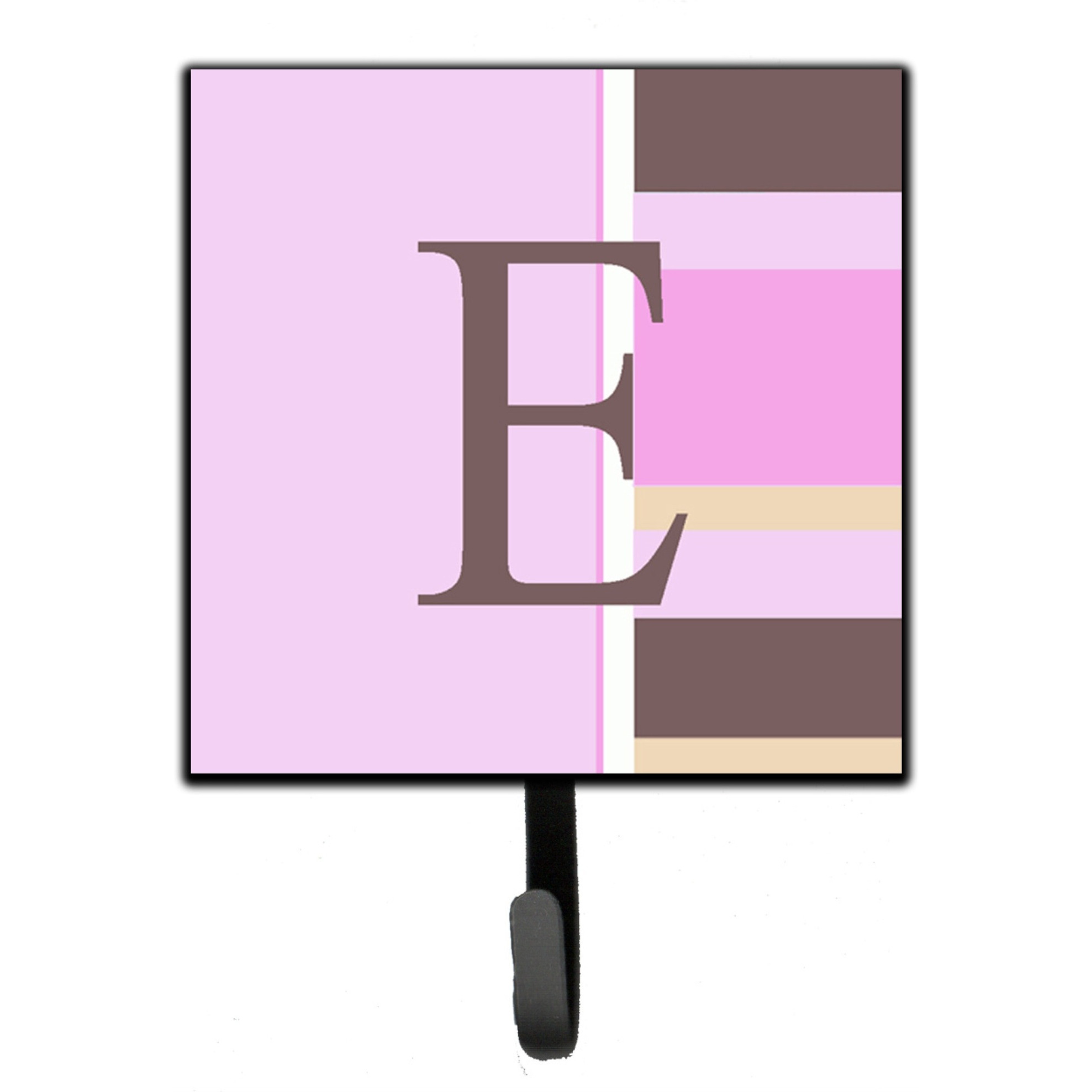 &quotCaroline's Treasures CJ1005-ESH4 Letter E Initial Monogram-Pink Stripes Leash Holder or Key Hook, Small, Multicolor"