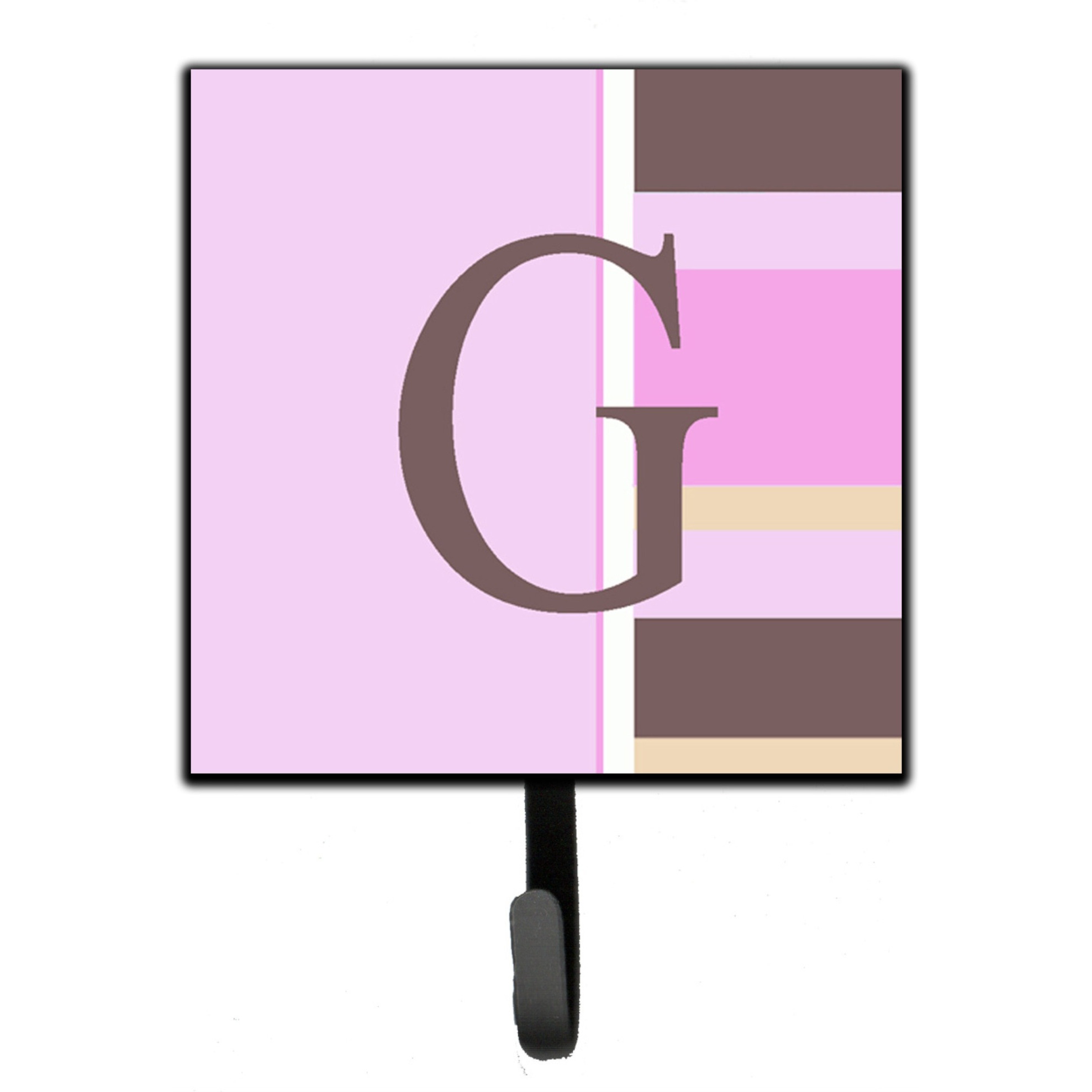 &quotCaroline's Treasures CJ1005-GSH4 Letter G Initial Monogram-Pink Stripes Leash Holder or Key Hook, Small, Multicolor"