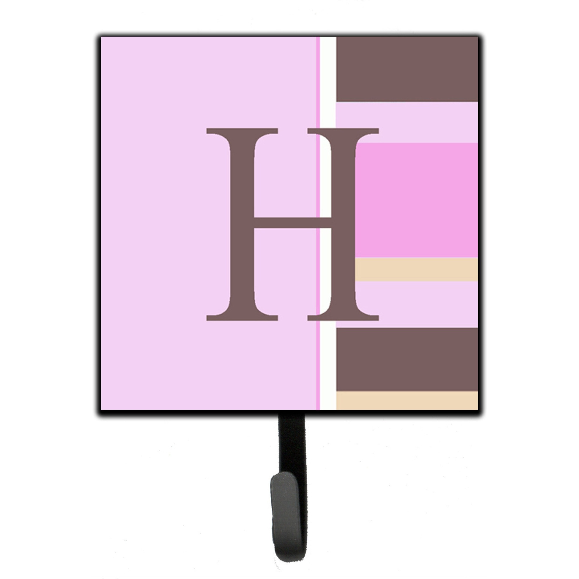 &quotCaroline's Treasures CJ1005-HSH4 Letter H Initial Monogram-Pink Stripes Leash Holder or Key Hook, Small, Multicolor"