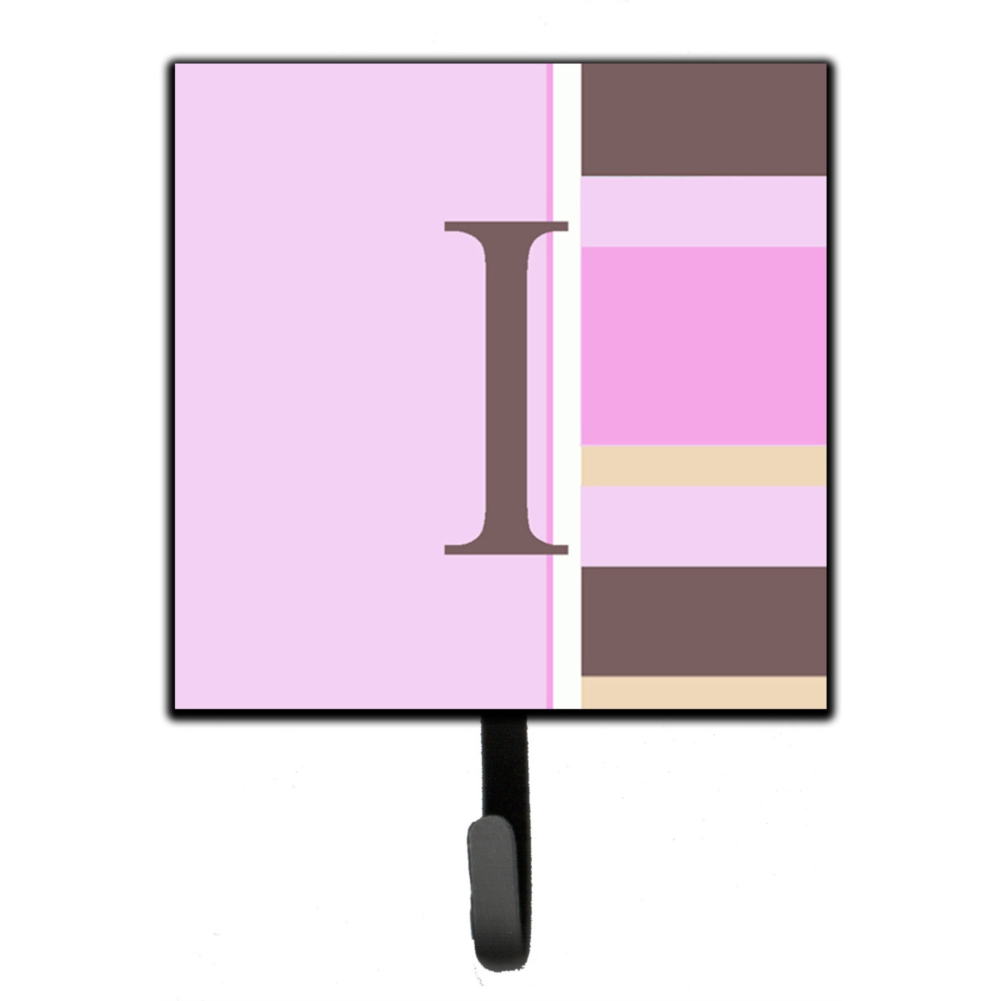 &quotCaroline's Treasures CJ1005-ISH4 Letter I Initial Monogram-Pink Stripes Leash Holder or Key Hook, Small, Multicolor"