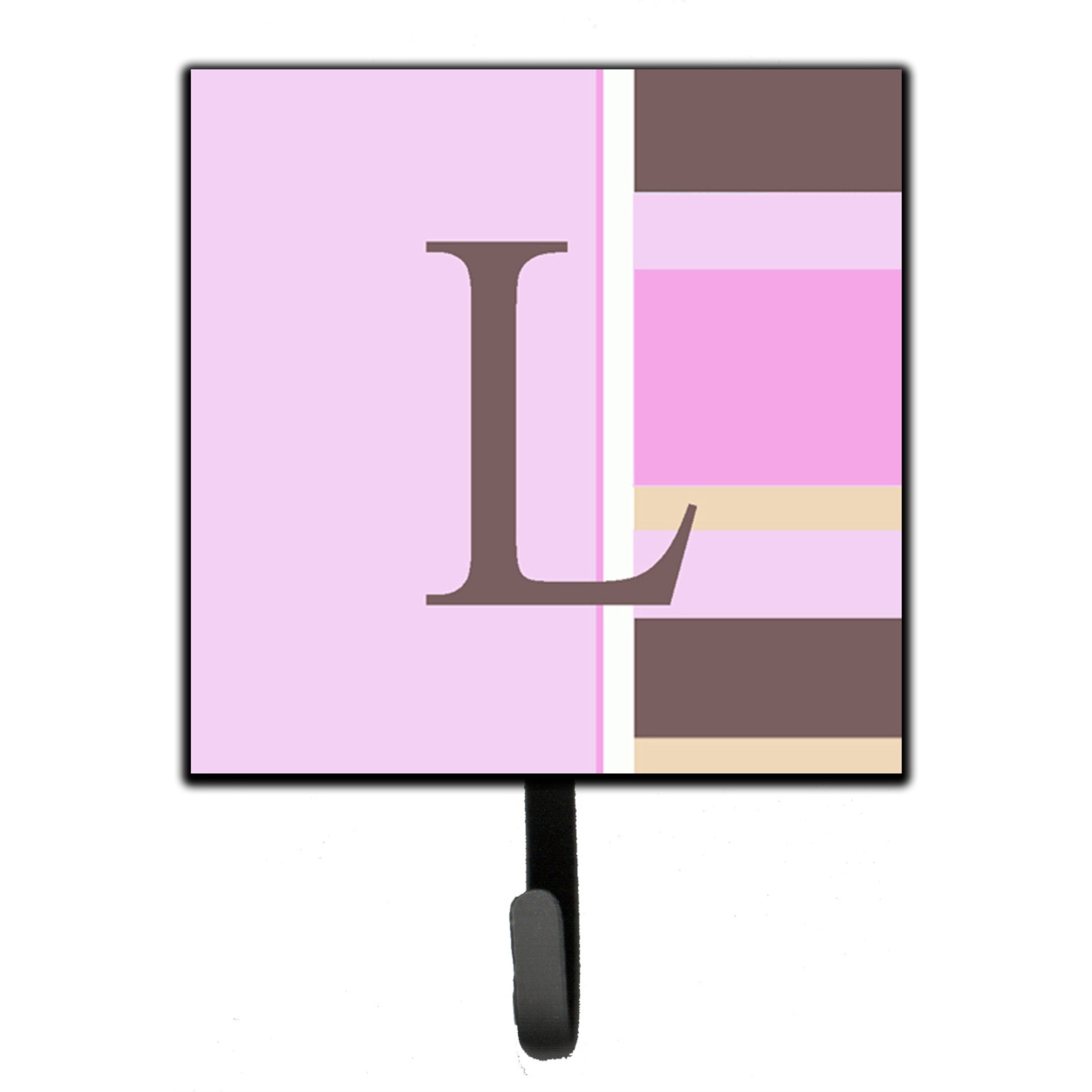 &quotCaroline's Treasures CJ1005-LSH4 Letter L Initial Monogram-Pink Stripes Leash Holder or Key Hook, Small, Multicolor"