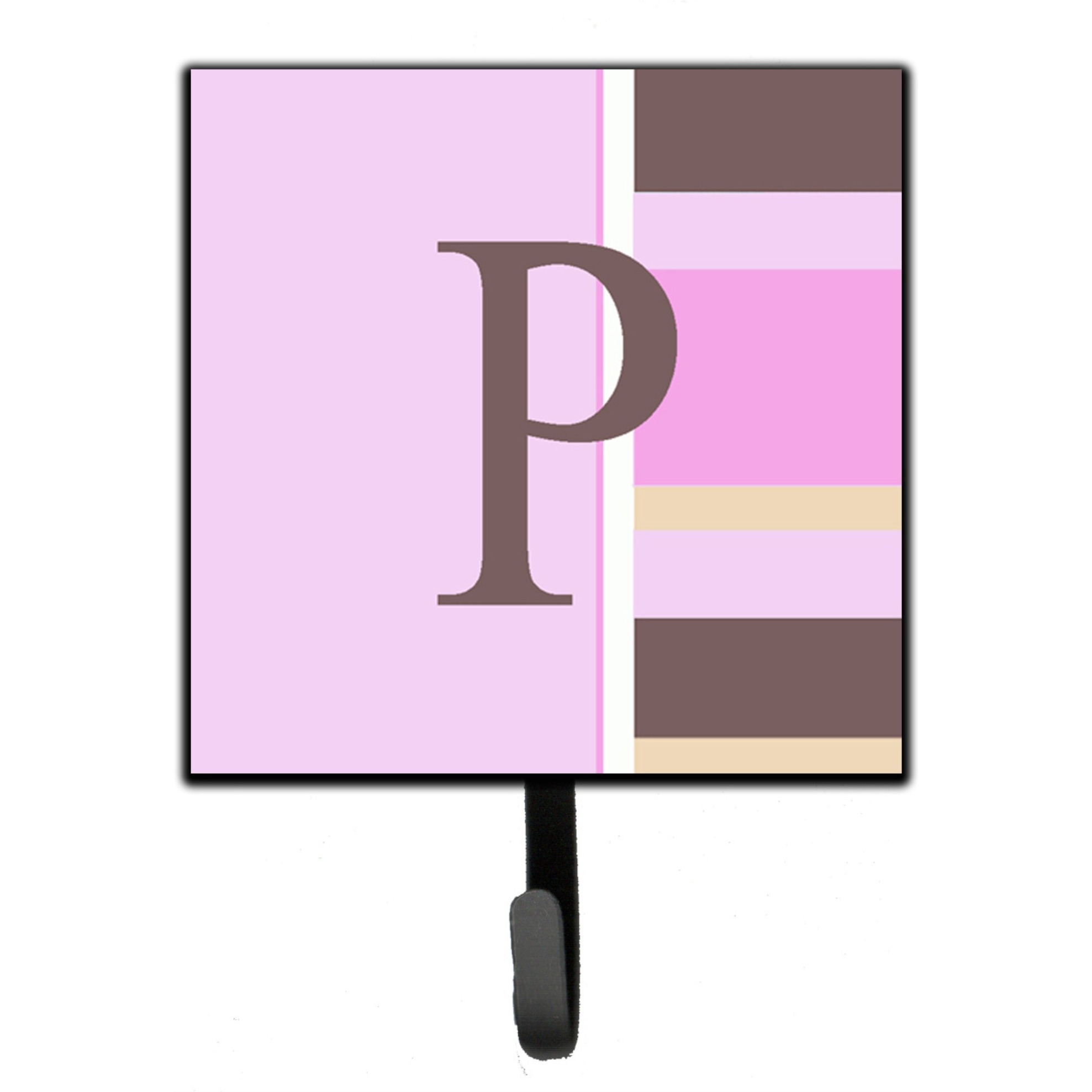 &quotCaroline's Treasures CJ1005-PSH4 Letter P Initial Monogram-Pink Stripes Leash Holder or Key Hook, Small, Multicolor"