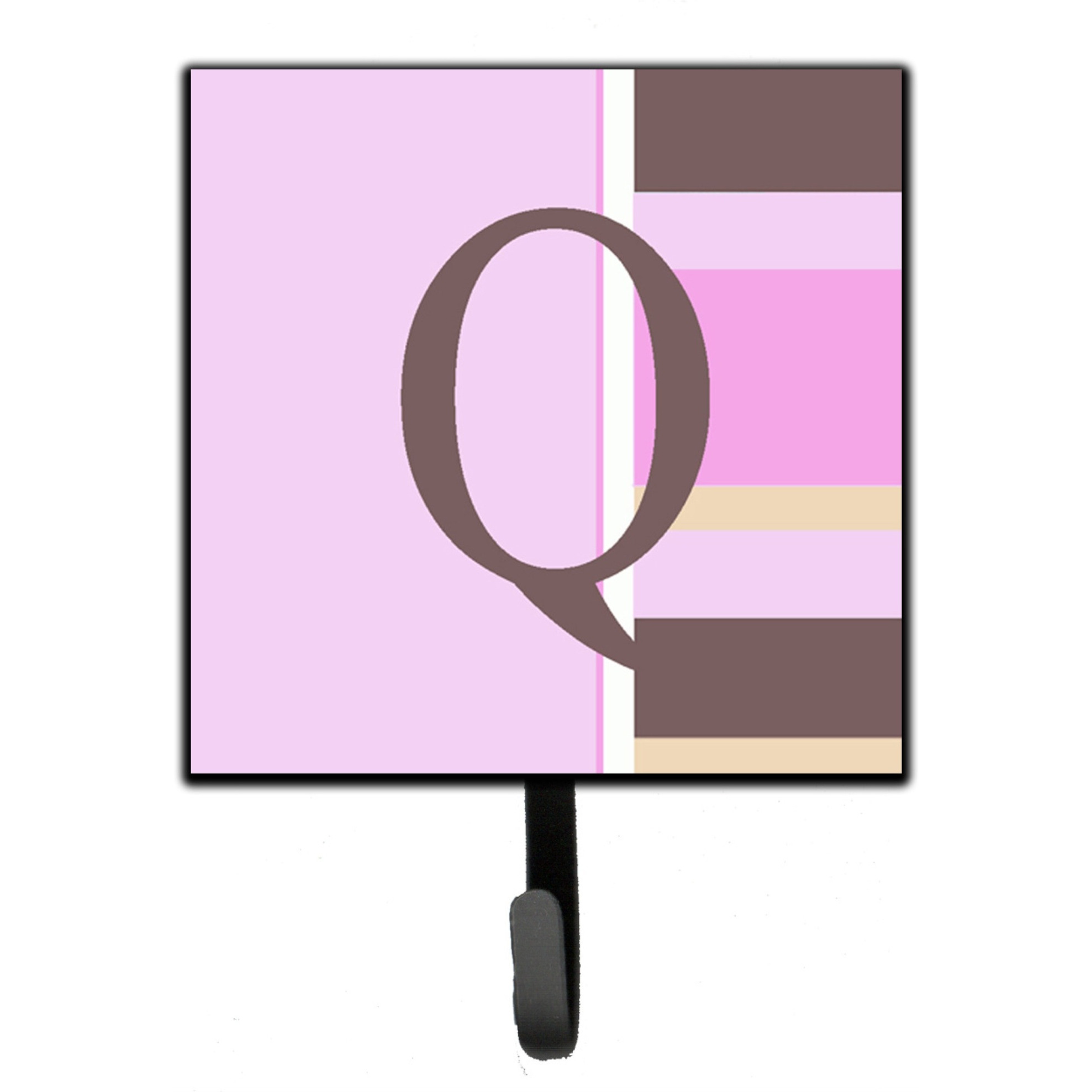 &quotCaroline's Treasures CJ1005-QSH4 Letter Q Initial Monogram-Pink Stripes Leash Holder or Key Hook, Small, Multicolor"