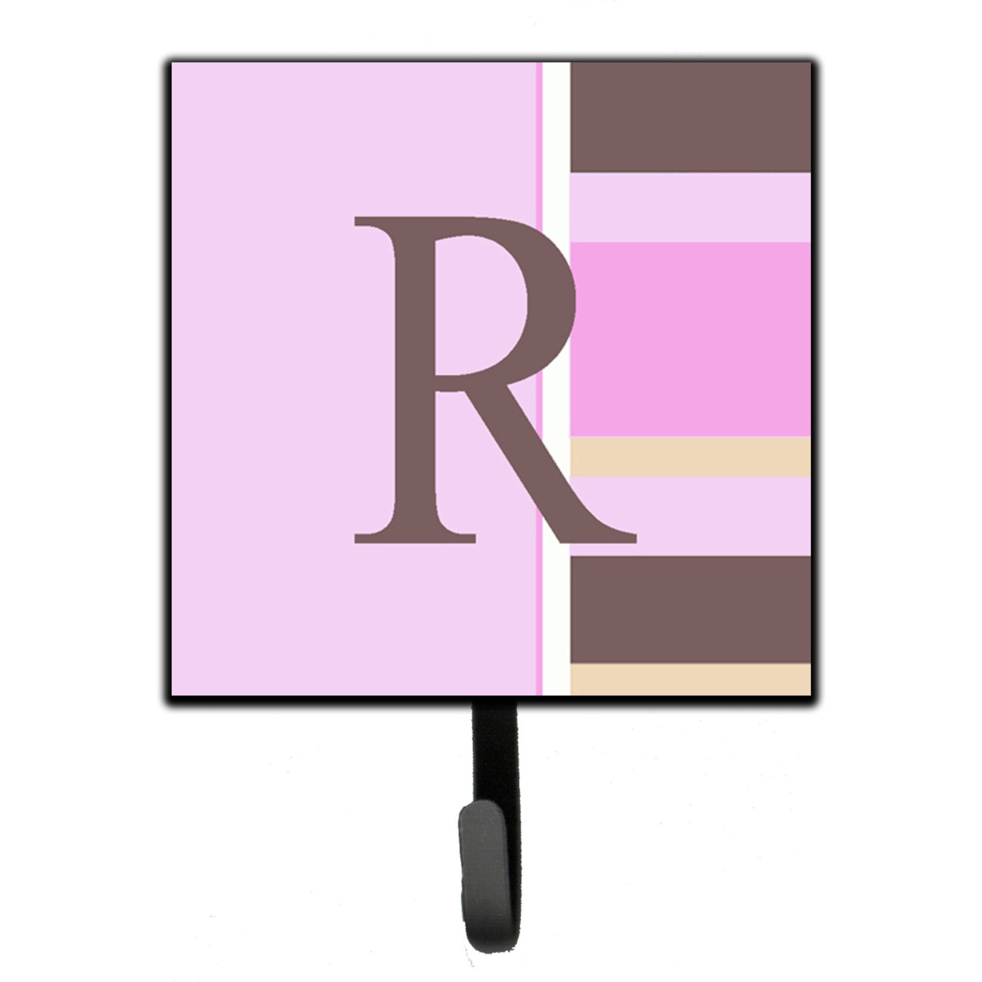 &quotCaroline's Treasures CJ1005-RSH4 Letter R Initial Monogram-Pink Stripes Leash Holder or Key Hook, Small, Multicolor"