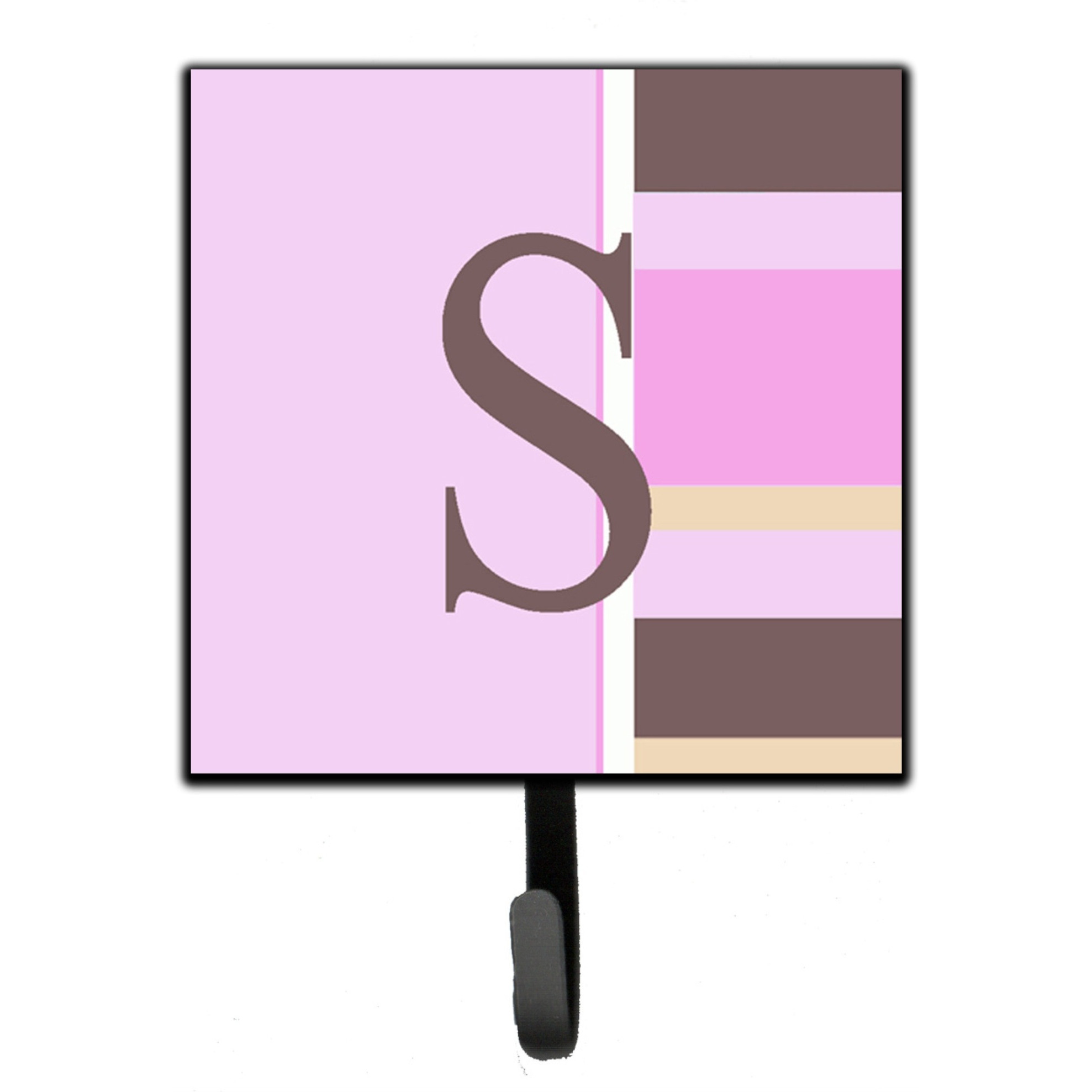 &quotCaroline's Treasures CJ1005-SSH4 Letter S Initial Monogram-Pink Stripes Leash Holder or Key Hook, Small, Multicolor"