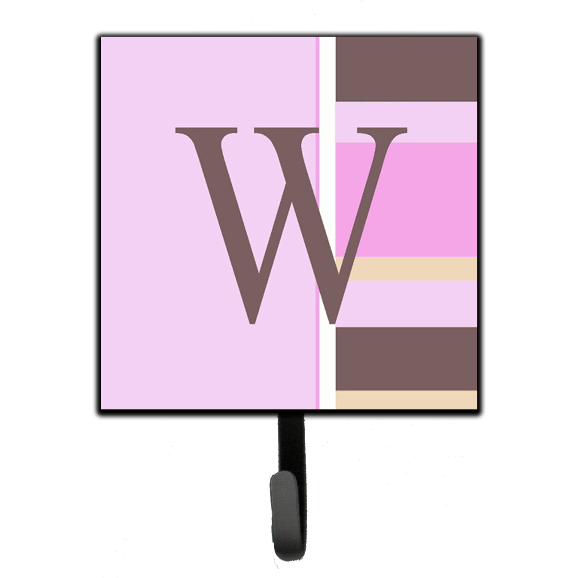 &quotCaroline's Treasures CJ1005-WSH4 Letter W Initial Monogram-Pink Stripes Leash Holder or Key Hook, Small, Multicolor"