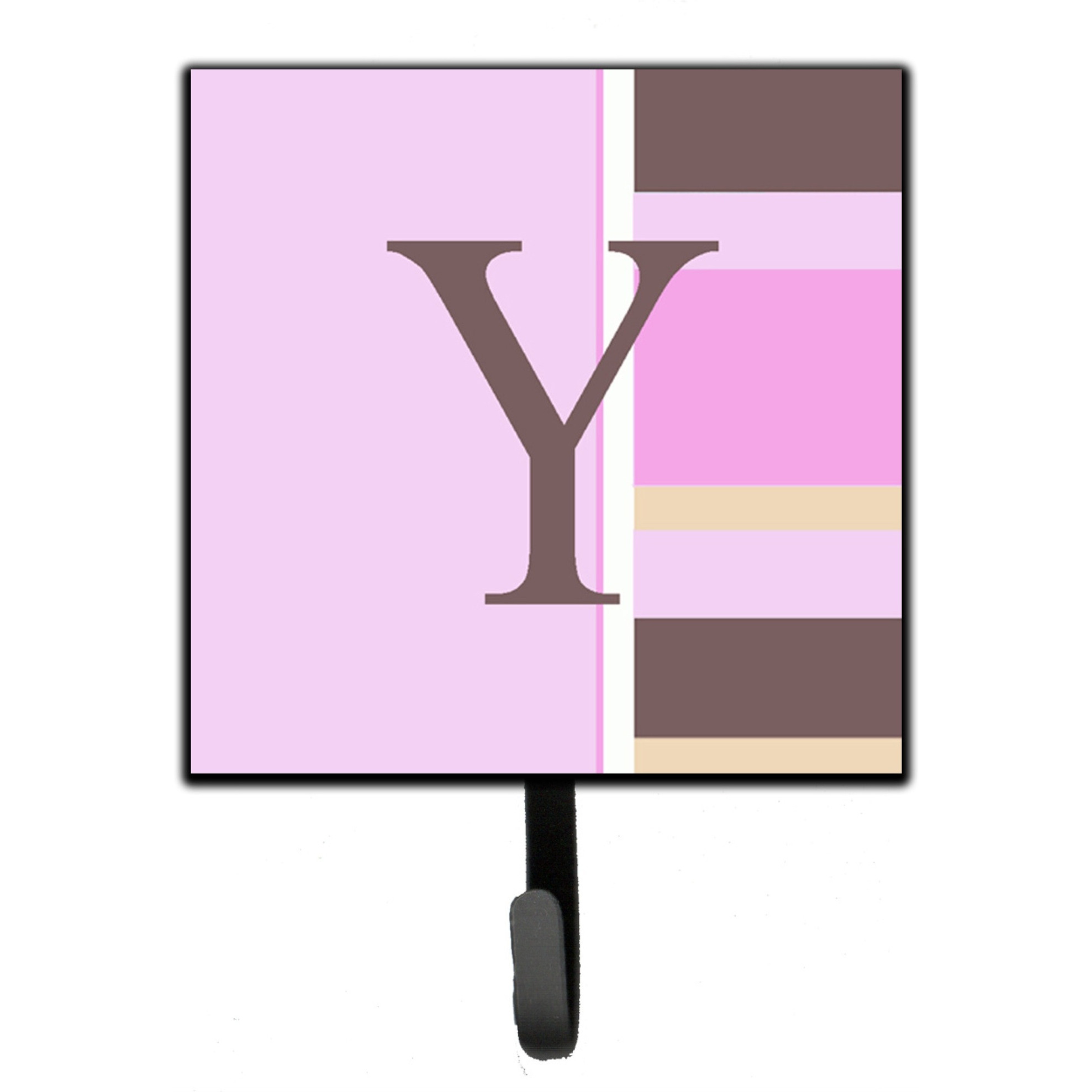 &quotCaroline's Treasures CJ1005-YSH4 Letter Y Initial Monogram-Pink Stripes Leash Holder or Key Hook, Small, Multicolor"
