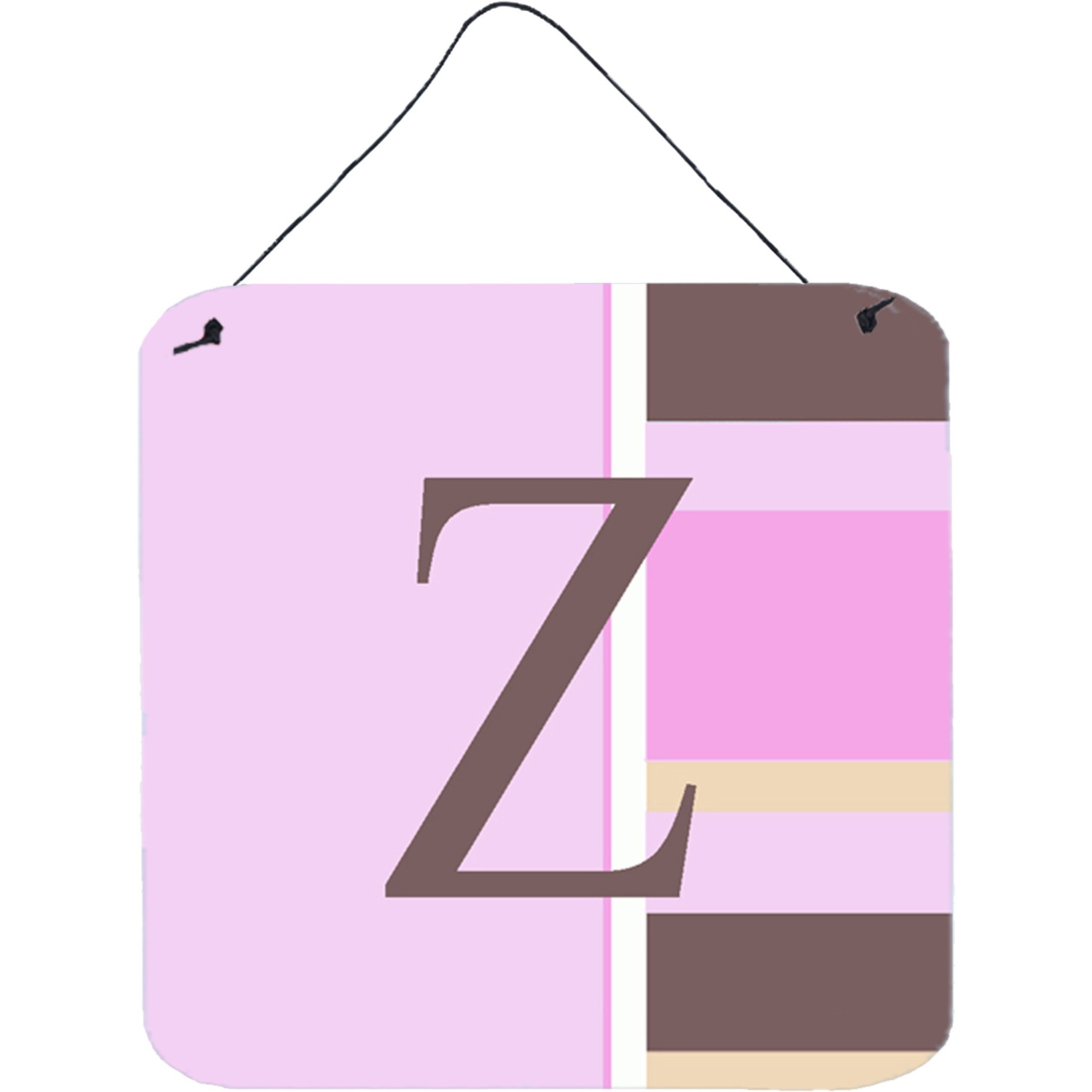&quotCaroline's Treasures Letter Z Initial with Monogram-Pink Stripes Wall or Door Hanging Prints, 6 x 6"", Multicolor"