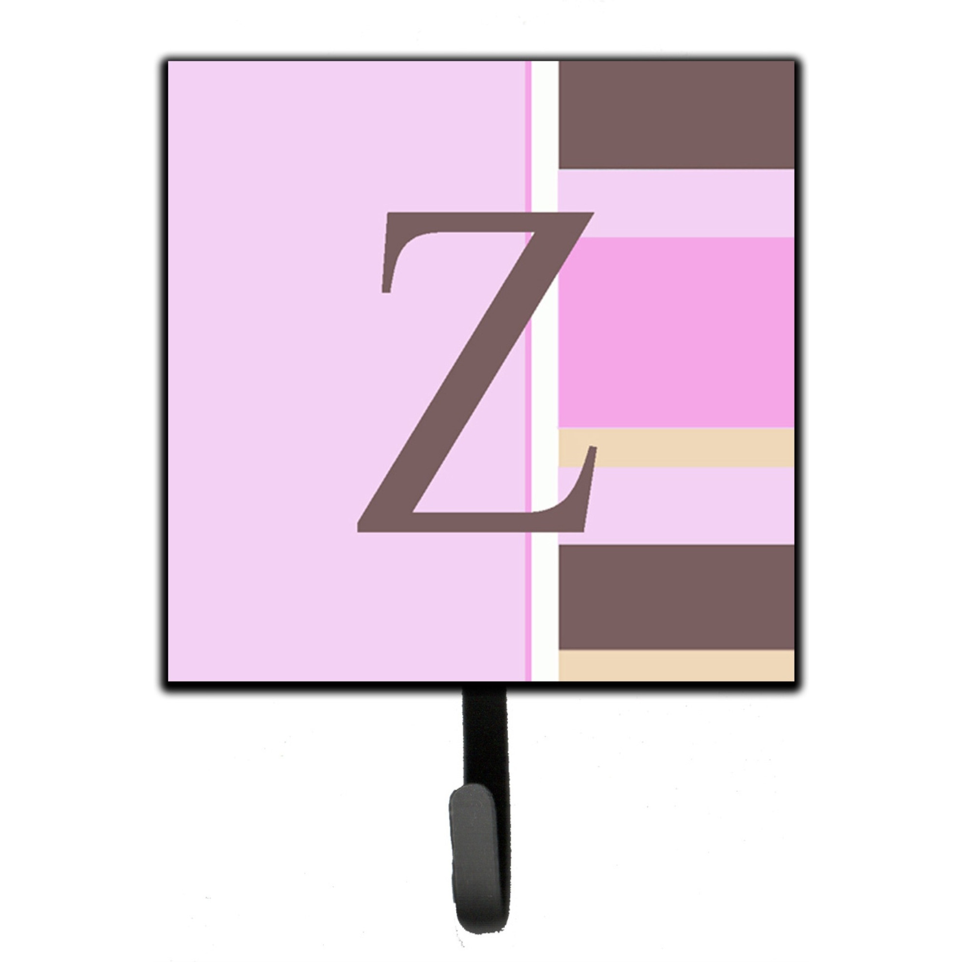 &quotCaroline's Treasures CJ1005-ZSH4 Letter Z Initial Monogram-Pink Stripes Leash Holder or Key Hook, Small, Multicolor"
