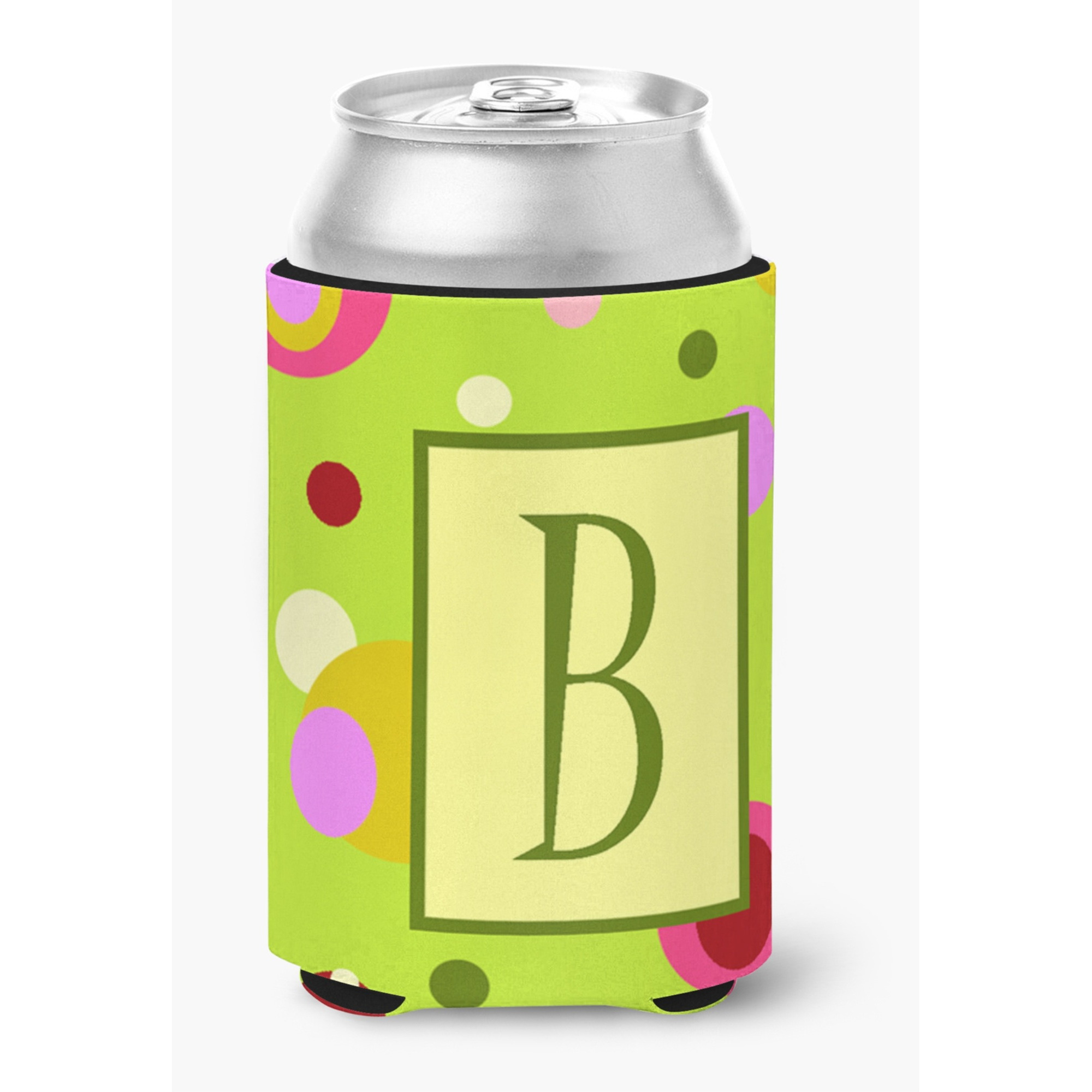 Letter B Initial Monogram - Green Can or Bottle Beverage Insulator Hugger