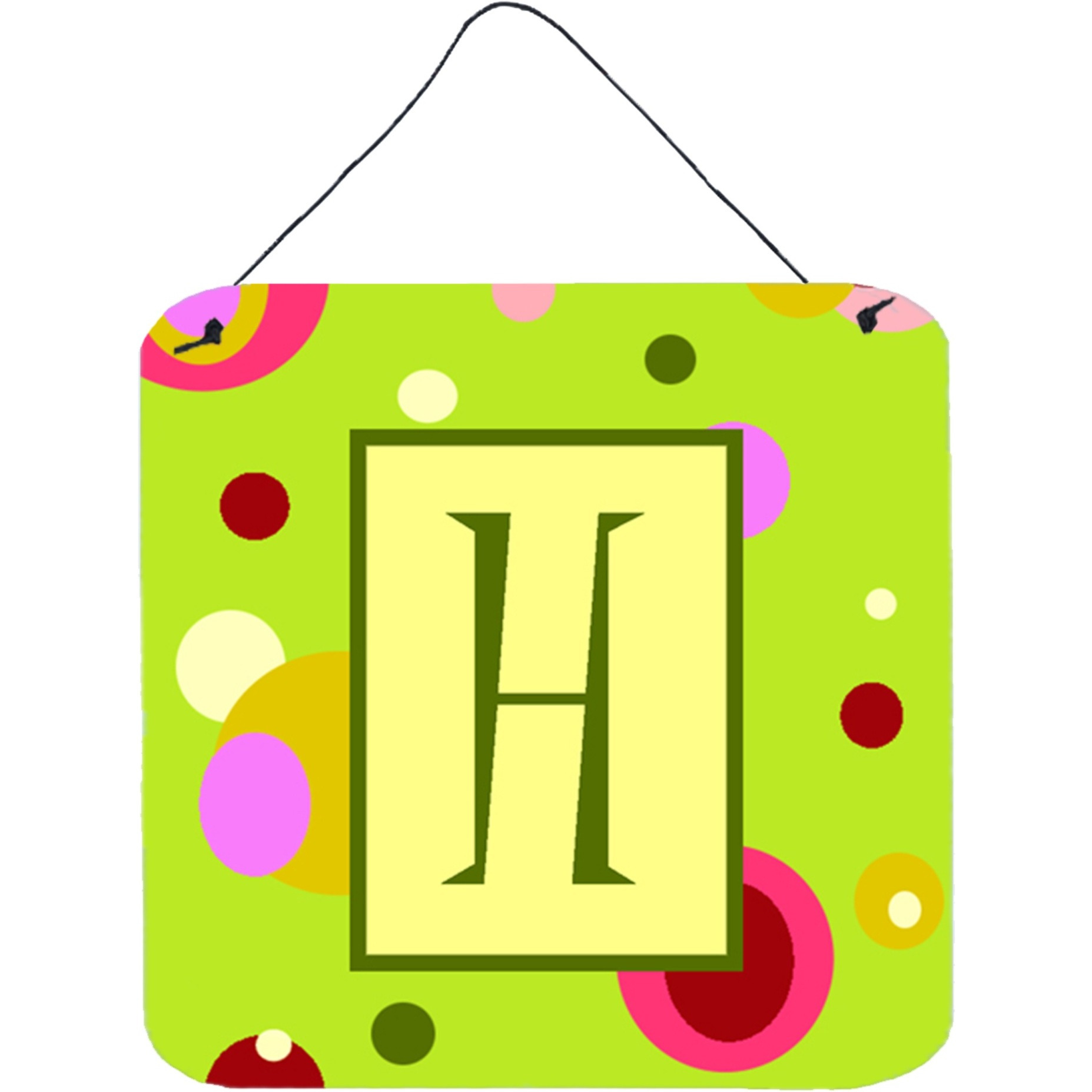 &quotCaroline's Treasures Letter H Initial with Monogram-Green Aluminum Metal Wall or Door Hanging Prints, 6 x 6"", Multicolor"