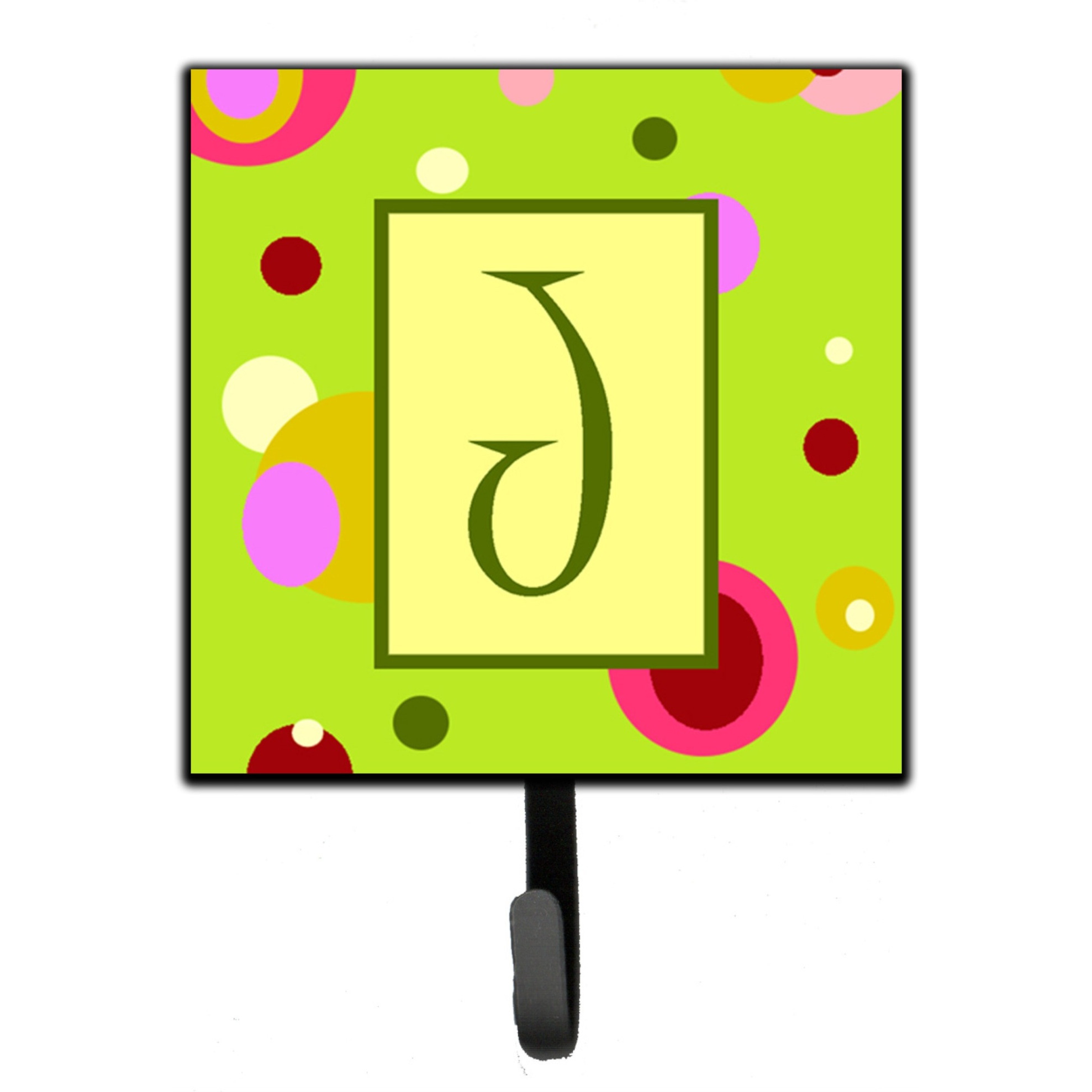 &quotCaroline's Treasures CJ1010-JSH4 Letter J Initial Monogram-Green Leash Holder or Key Hook, Small, Multicolor"