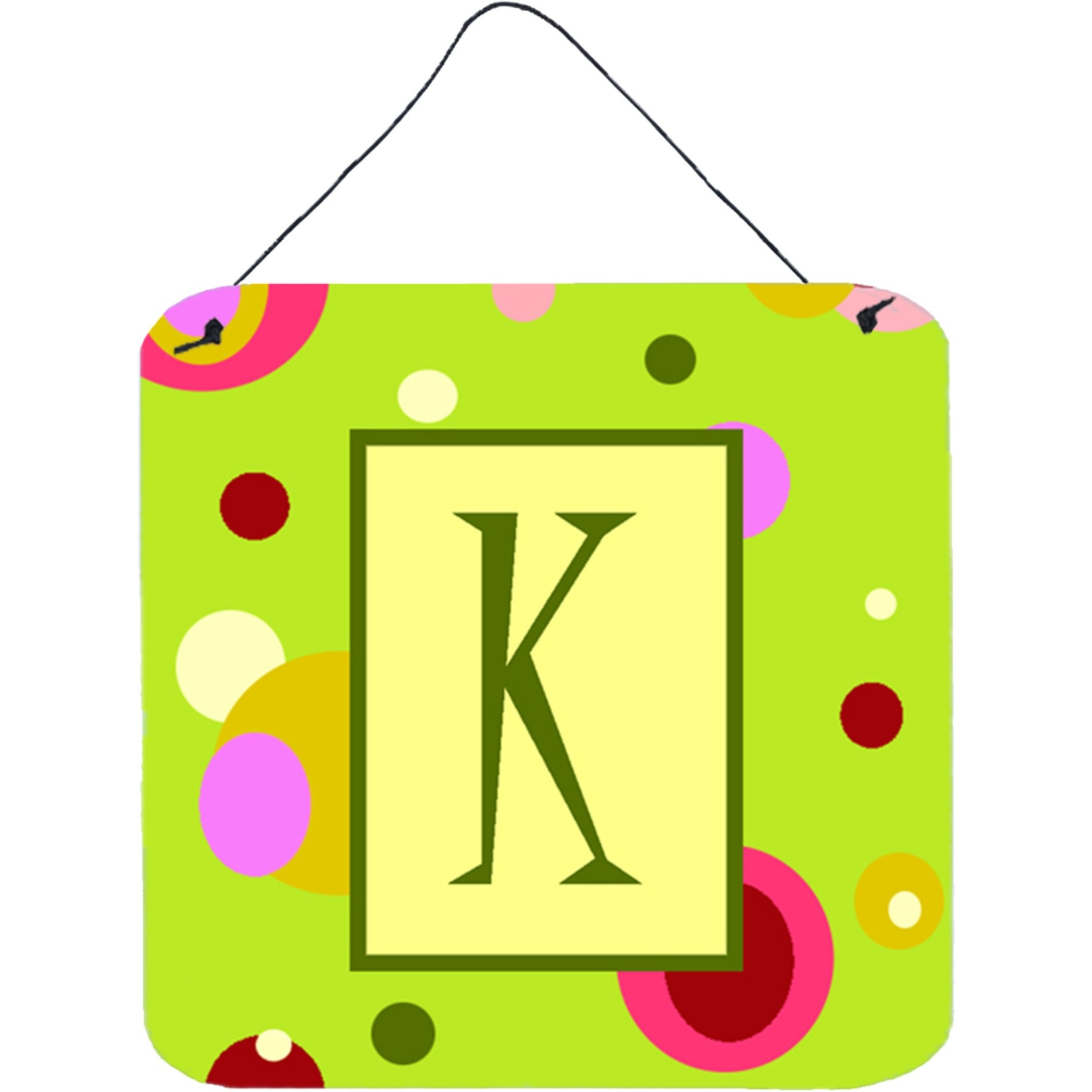 &quotCaroline's Treasures Letter K Initial with Monogram-Green Aluminum Metal Wall or Door Hanging Prints, 6 x 6"", Multicolor"