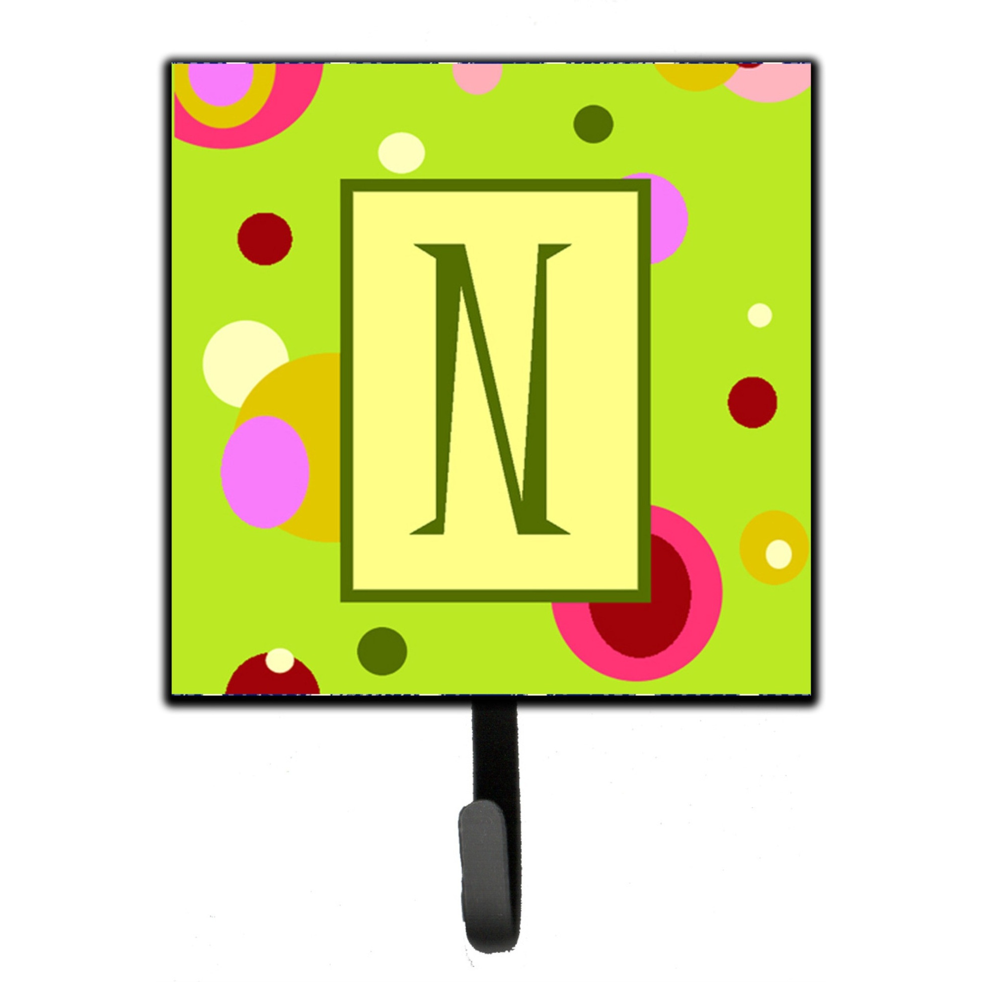 &quotCaroline's Treasures CJ1010-NSH4 Letter N Initial Monogram-Green Leash Holder or Key Hook, Small, Multicolor"