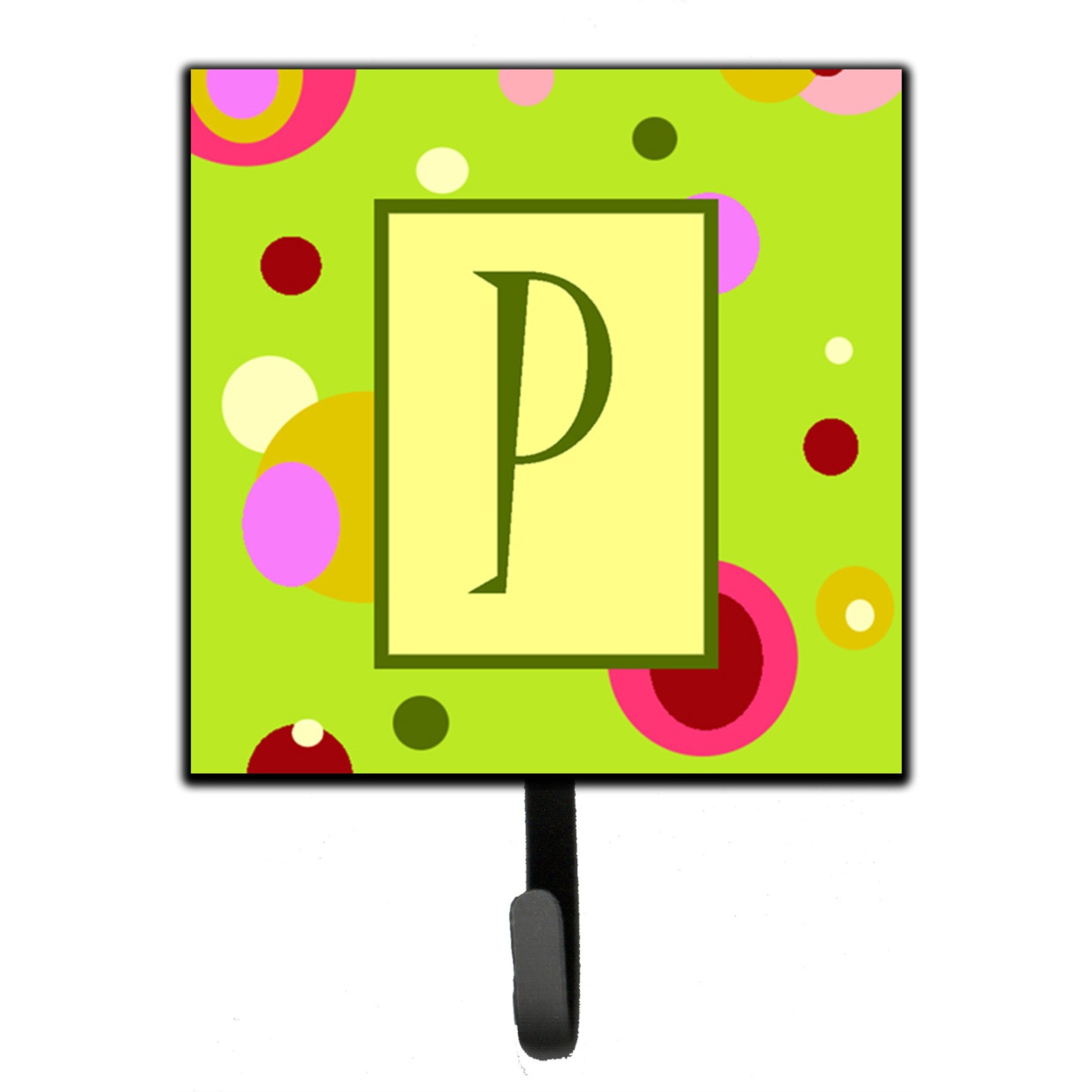 &quotCaroline's Treasures Letter P Initial Monogram - Green Leash Holder or Key Hook, Small, Multicolor"