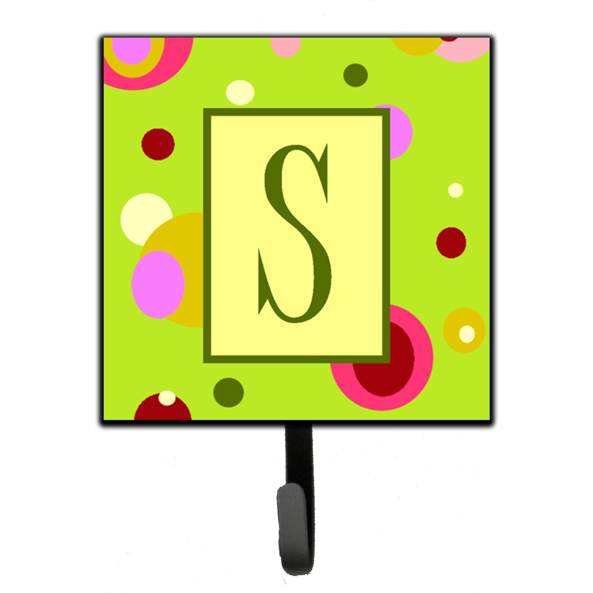 &quotCaroline's Treasures CJ1010-SSH4 Letter S Initial Monogram-Green Leash Holder or Key Hook, Small, Multicolor"