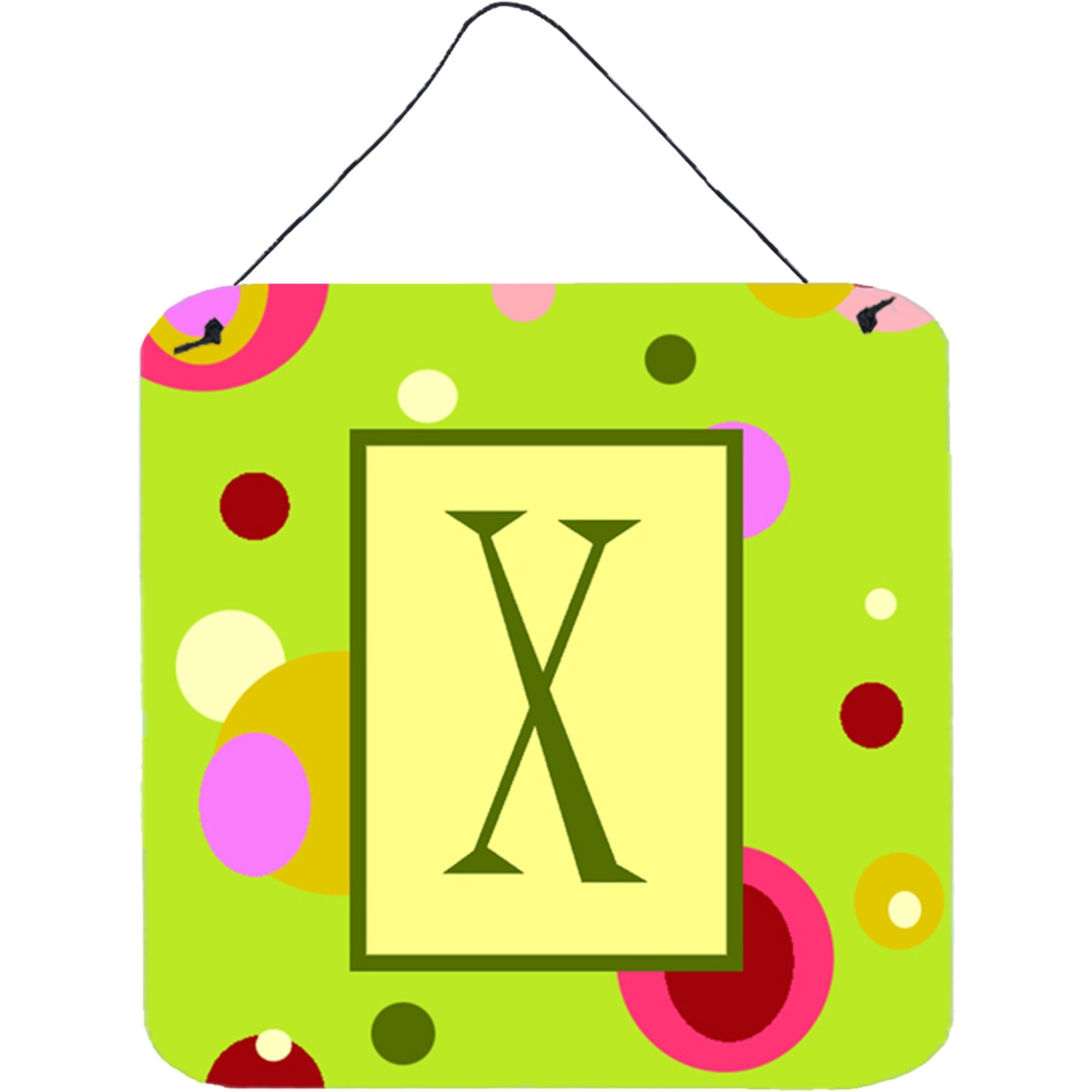 &quotCaroline's Treasures Letter X Initial with Monogram-Green Aluminum Metal Wall or Door Hanging Prints, 6 x 6"", Multicolor"