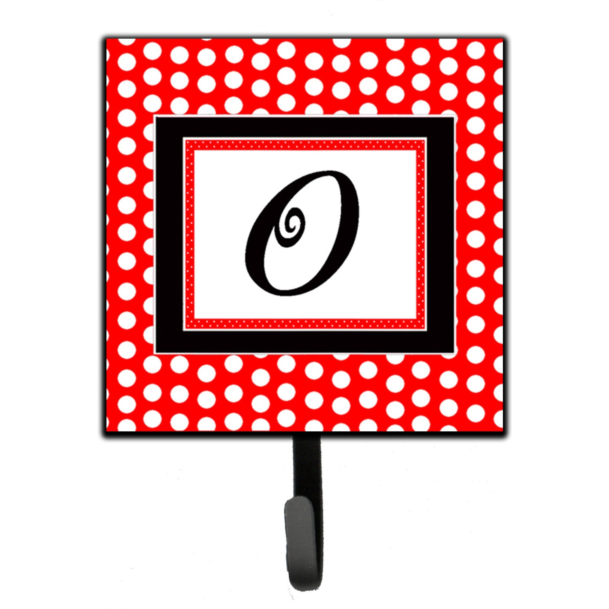 &quotCaroline's Treasures CJ1012-OSH4 Letter O Initial Monogram-Red Black Polka Dots Leash Holder or Key Hook, Small, Multicolor"