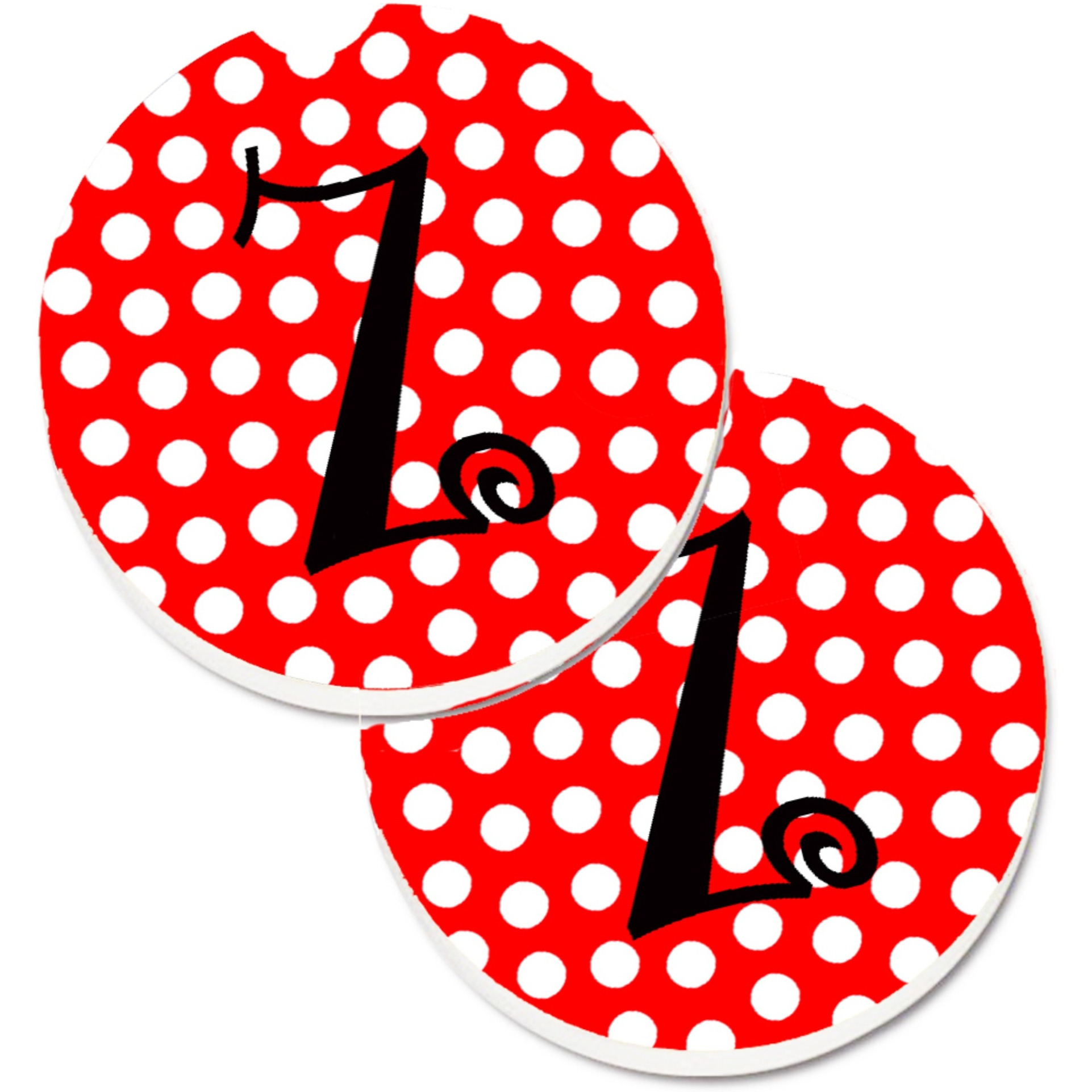 &quotCaroline's Treasures Monogram - Initial Z Red black Polka Dots Set of 2 Cup Holder Car Coasters CJ1012-ZCARC, 2.56, Multicolor"