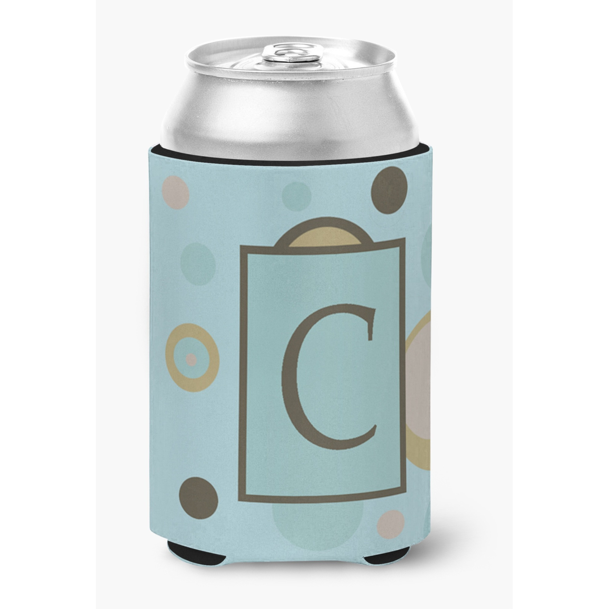 Letter C Initial Monogram - Blue Dots Can or Bottle Beverage Insulator Hugger
