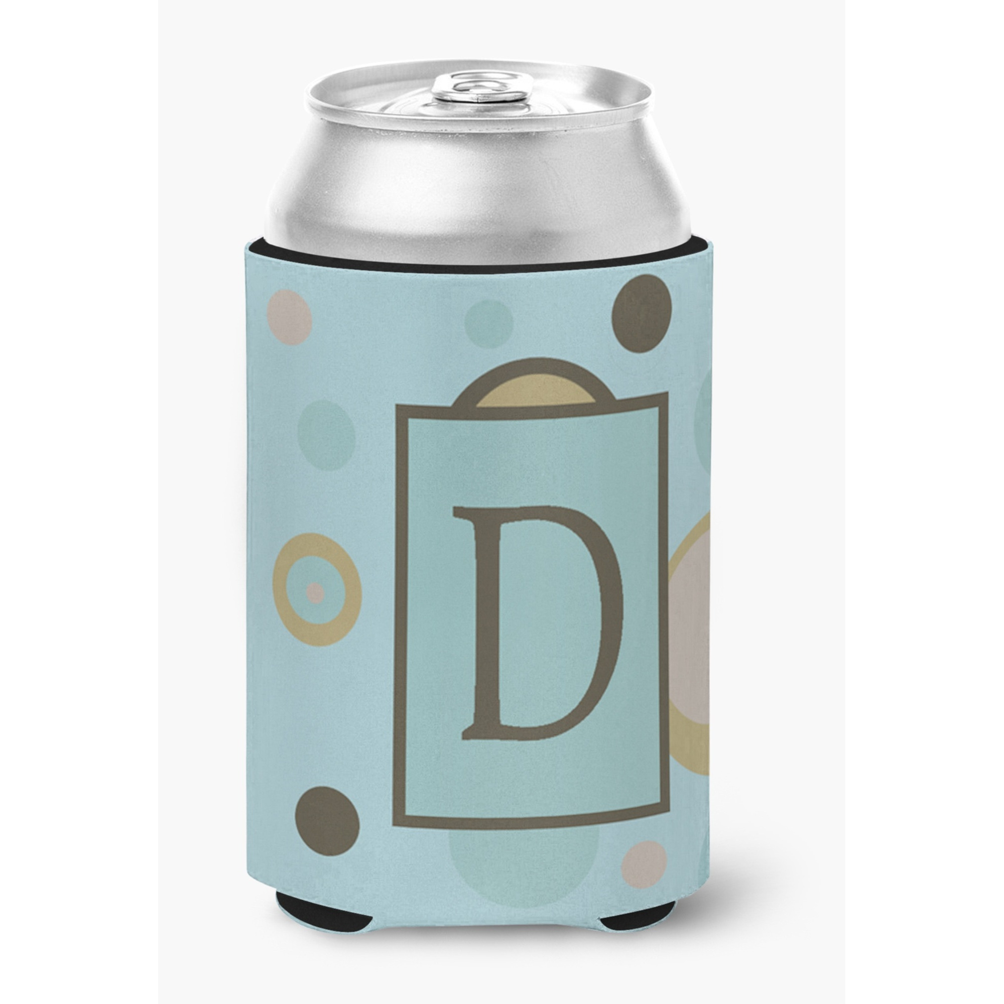 Letter D Initial Monogram - Blue Dots Can or Bottle Beverage Insulator Hugger