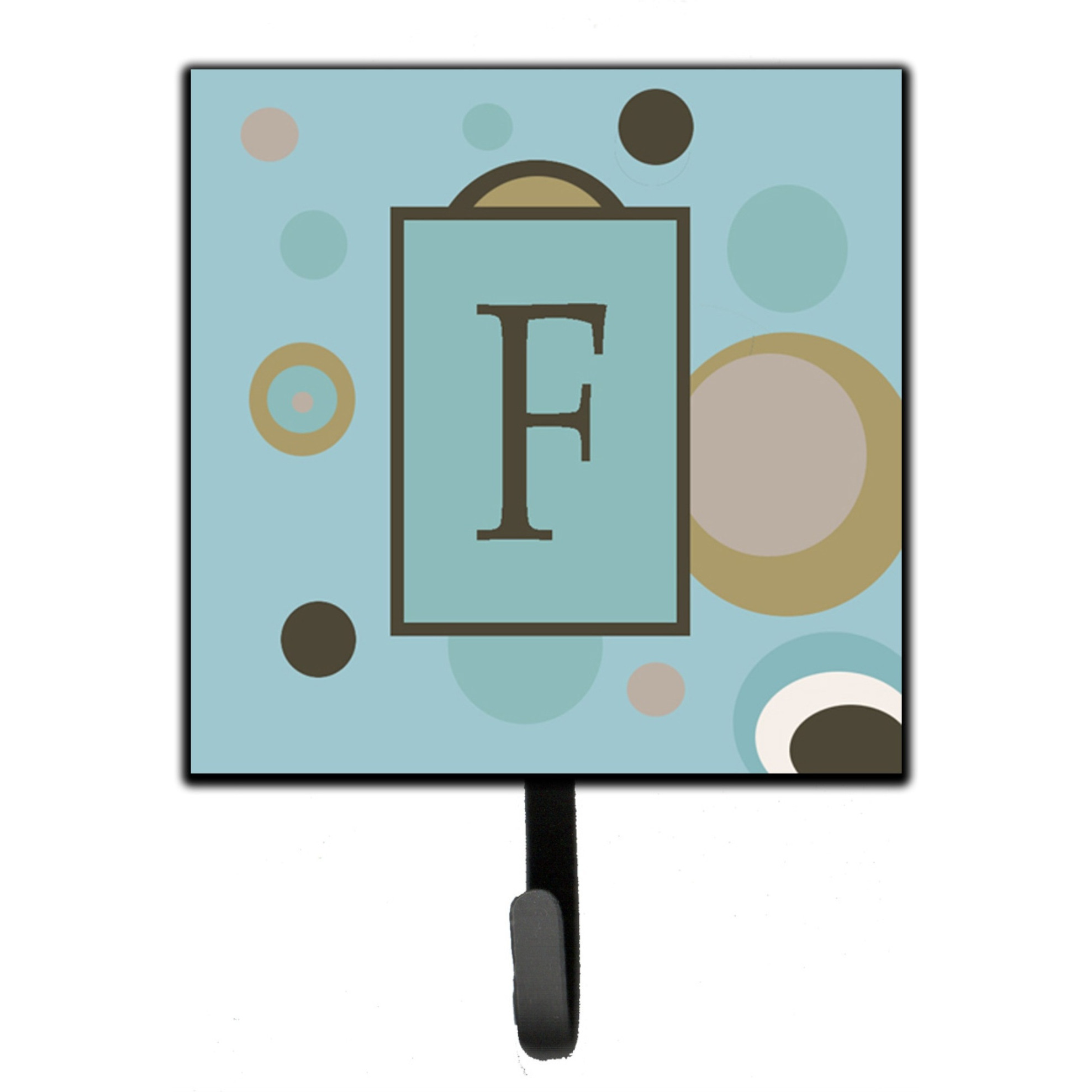 &quotCaroline's Treasures CJ1013-FSH4 Letter F Initial Monogram-Blue Dots Leash Holder or Key Hook, Small, Multicolor"