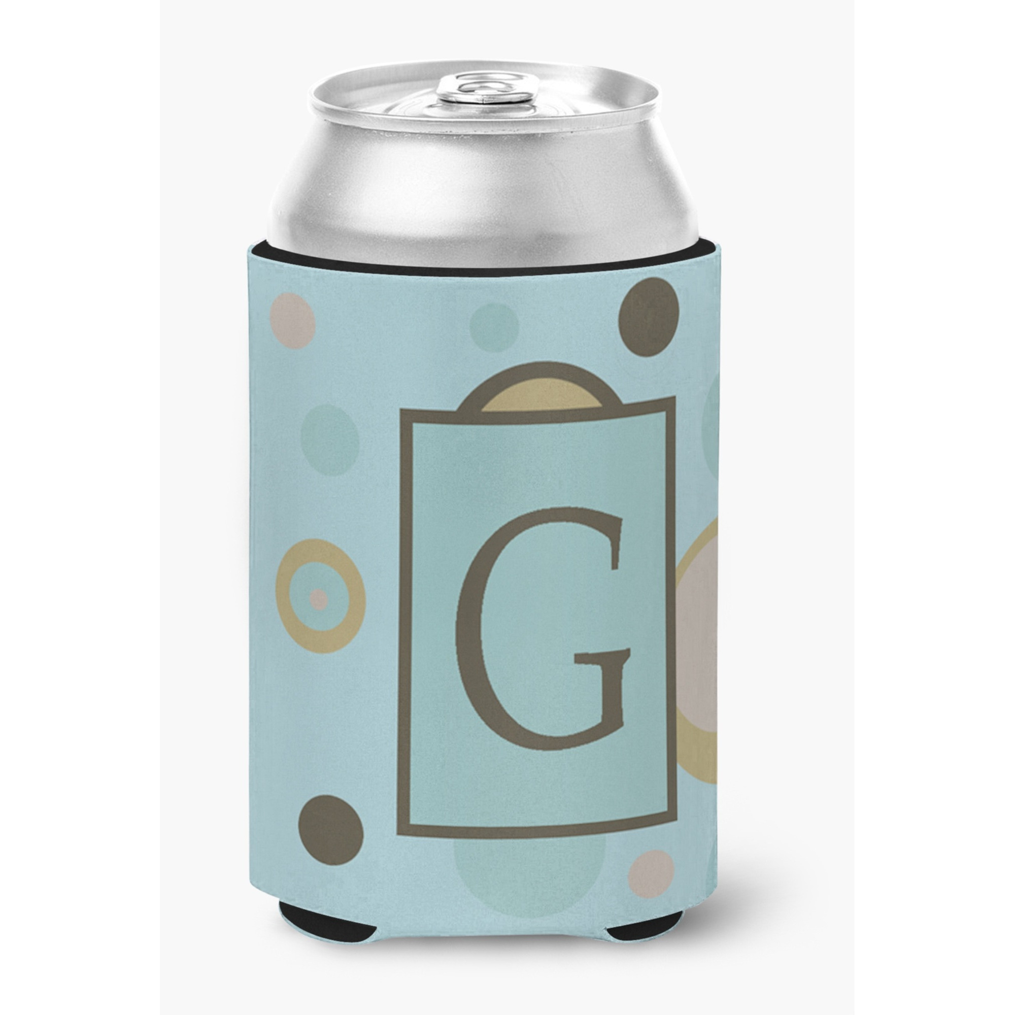 Letter G Initial Monogram - Blue Dots Can or Bottle Beverage Insulator Hugger